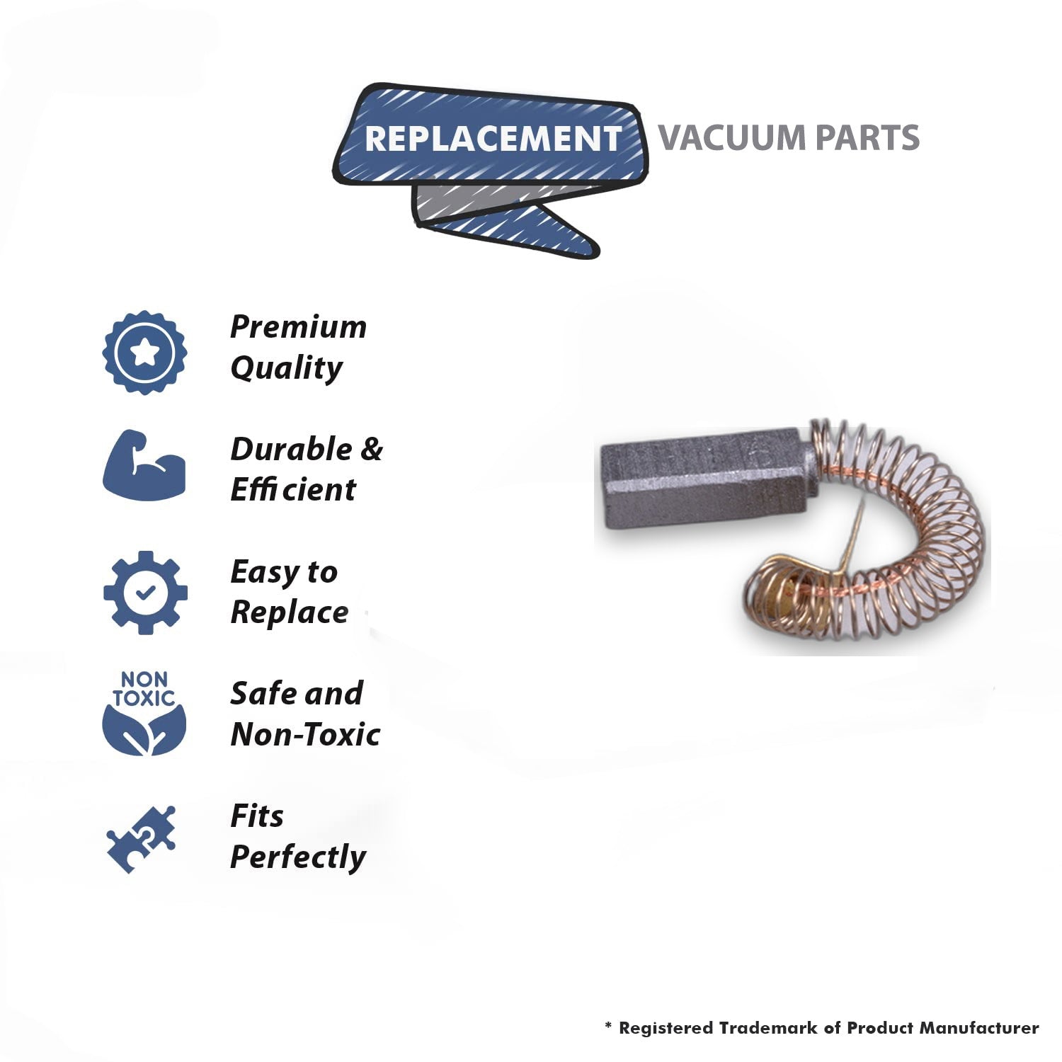 Topvacuumparts Replacement Part For Eureka Vacuum 6.5/7.0 Motor Carbon Brush With Spring 3pk # compare to part 20-8400-04