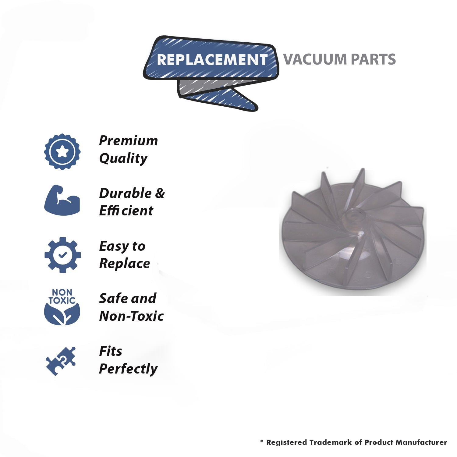 Topvacuumparts Replacement Part For Eureka,Sanitaire Vacuum Cleaner Clear Lexan Fan Fits 200 &2000 Series # compare to part 20-8605-01