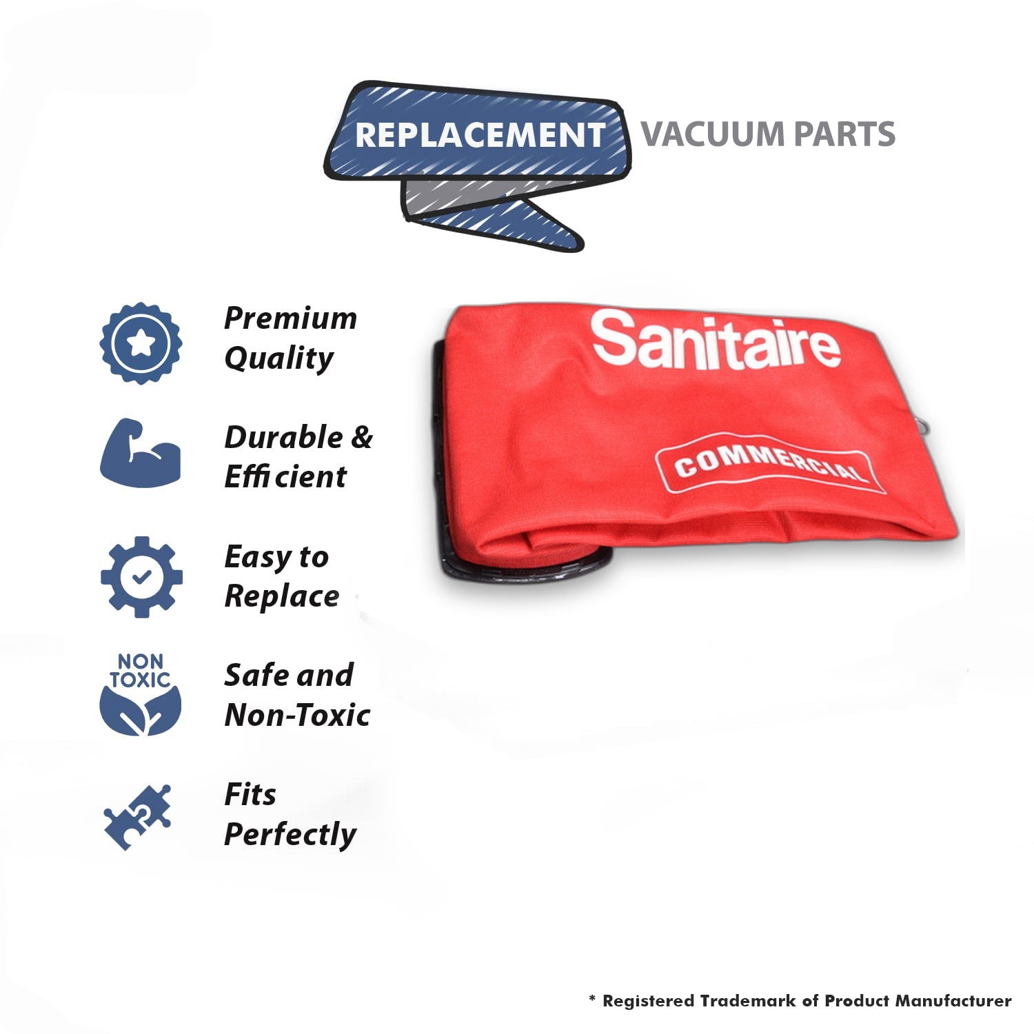Topvacuumparts Replacement Part For Eureka Vacuum Dirt-Cup Cloth Bag Only Fits 887A Model # compare to part 5442210