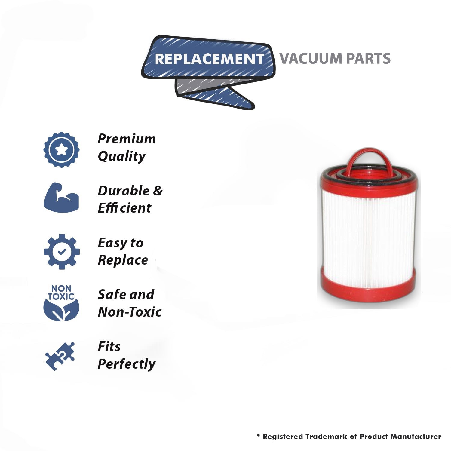 Topvacuumparts Replacement Part For Eureka DCF-3 Vacuum Washable Dirt Cup Filter # compare to part 68903