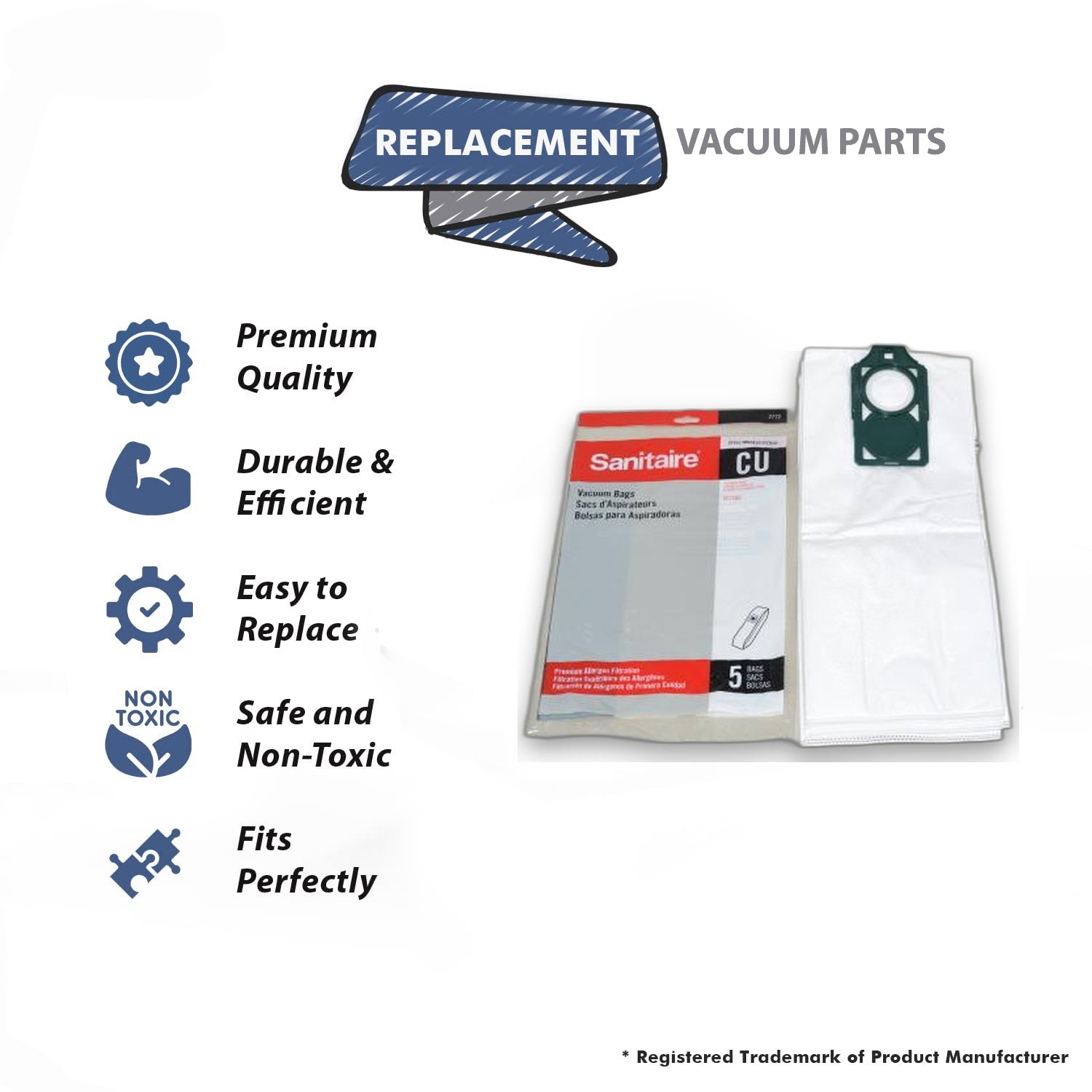 Topvacuumparts Replacement Part For Eureka SC7500A Type CU Vacuum Claner Paper Bag # compare to part 2772
