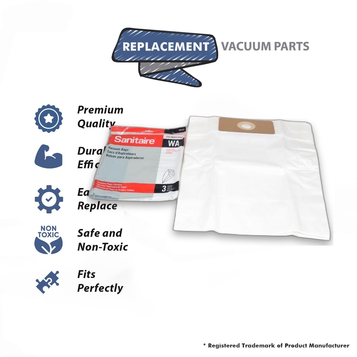 Topvacuumparts Replacement For Eureka SC6093 Commercial Upright Vacuum Cleaner Wide Area Paper Bags (3 Bags) # Compare to Part 68103