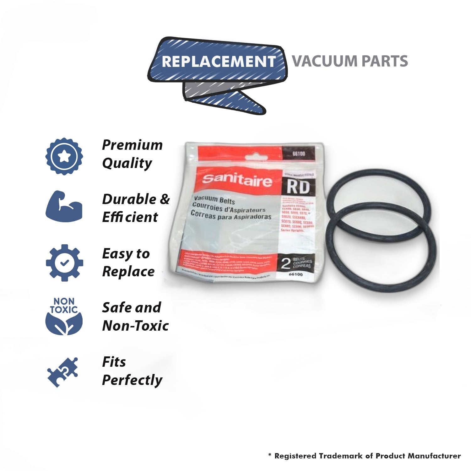 Topvacuumparts Replacement Part for Eureka SC600, SC800 Series Sanitaire Upright Vacuum Cleaner Belt (4Pk) # Compare to Part 66100