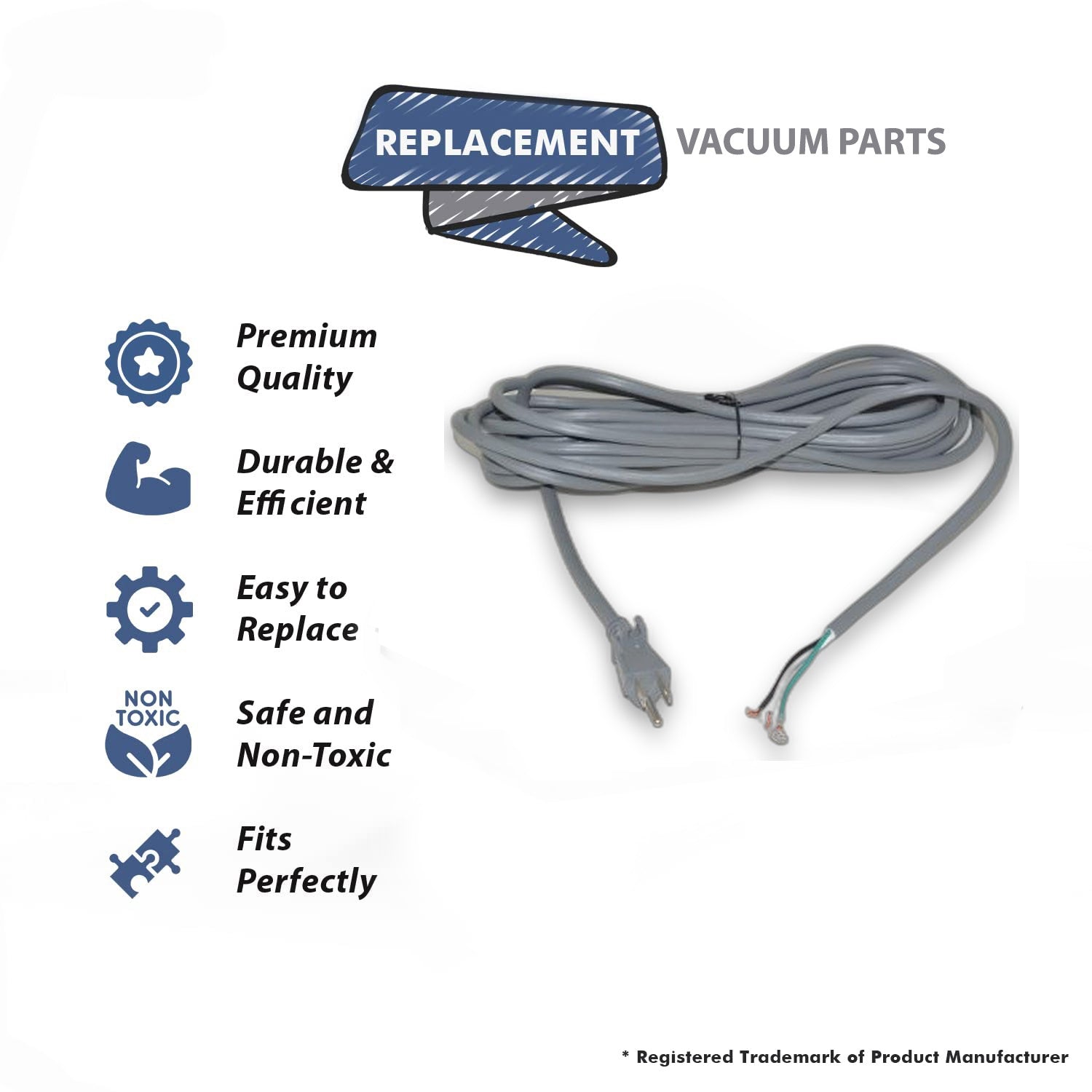 Topvacuumparts Replacement Part for Eureka Vacuum Cord Fits Sc-679J2 Commercial, Upright Models # Compare to Part 5237017