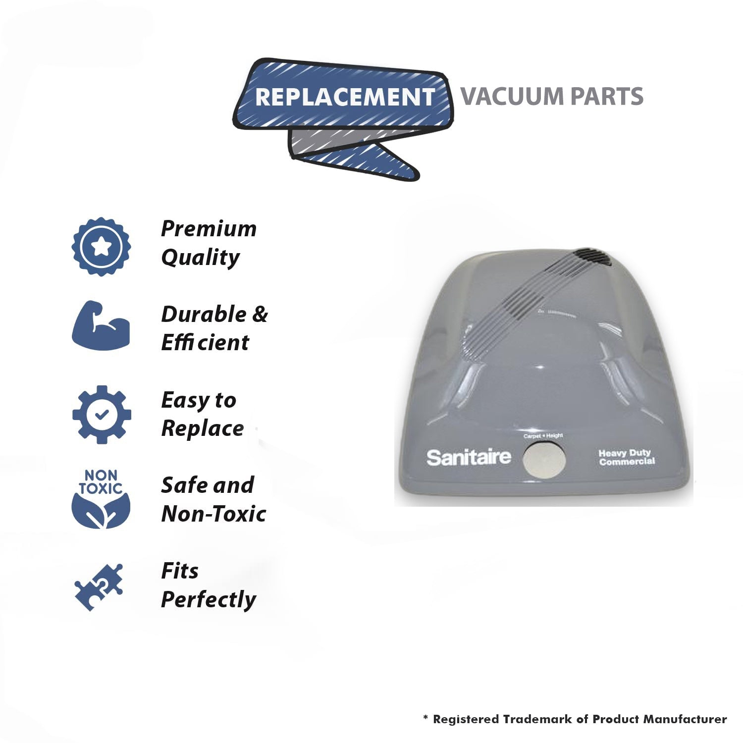 Topvacuumparts Replacement Part For Eureka,Sanitaire SC684, SC679, SC688, SC695 Vacuum Cleaner Dark Gray Plastic Hood # compare to part 1477815R1