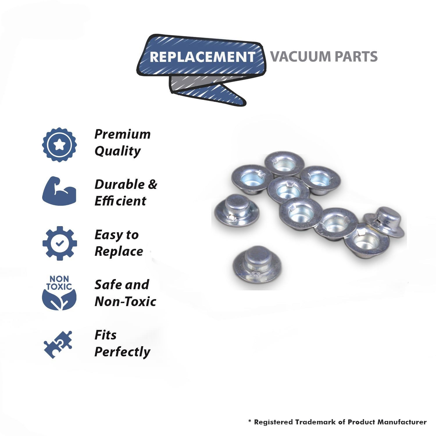 Topvacuumparts Replacement Part For Eureka C2094, C2132 Vacuum Cleaner Metal Rear Wheel Push Nut 10PK # compare to part 53121