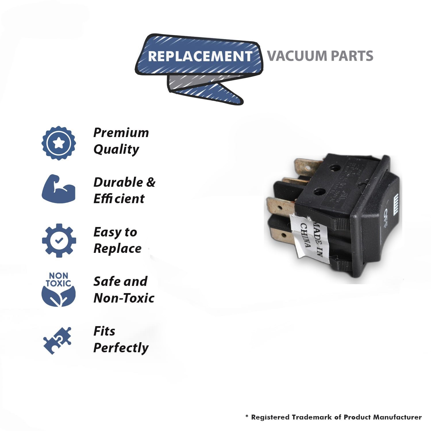 Topvacuumparts Replacement Part for Eureka Vacuum On-Off Switch Fits SC-9180, Commercial, Upright Models # Compare to Part 778161