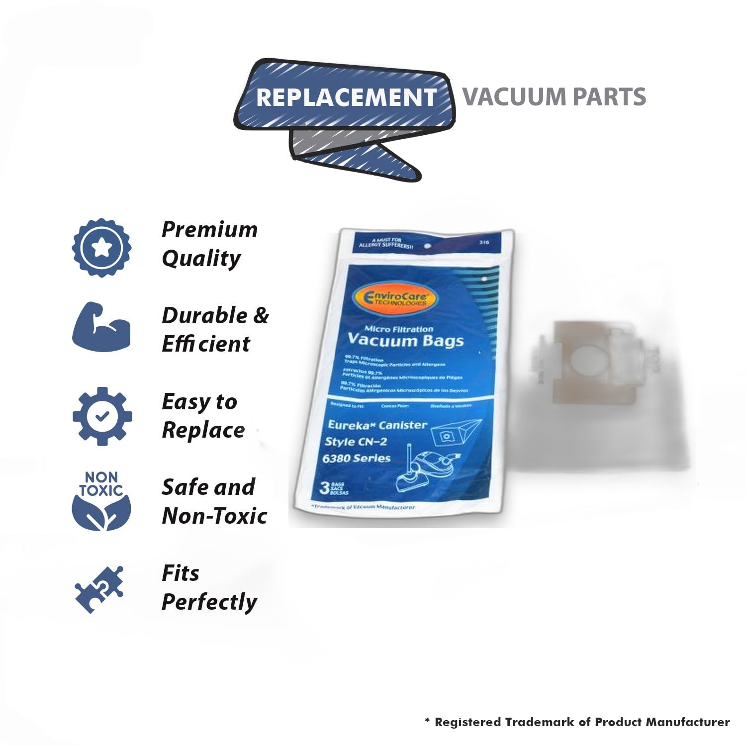 Topvacuumparts Replacement Part For Eureka CN-2 Microfiltration Vacuum Bags (2 Pack 6 Bags) # compare to parts 316