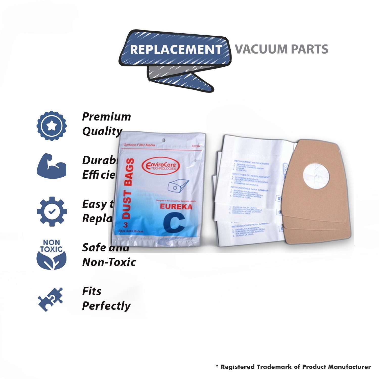 Topvacuumparts Replacement Part For Eureka Vacuum Bags Style C 6PK # compare to part 52318B-6
