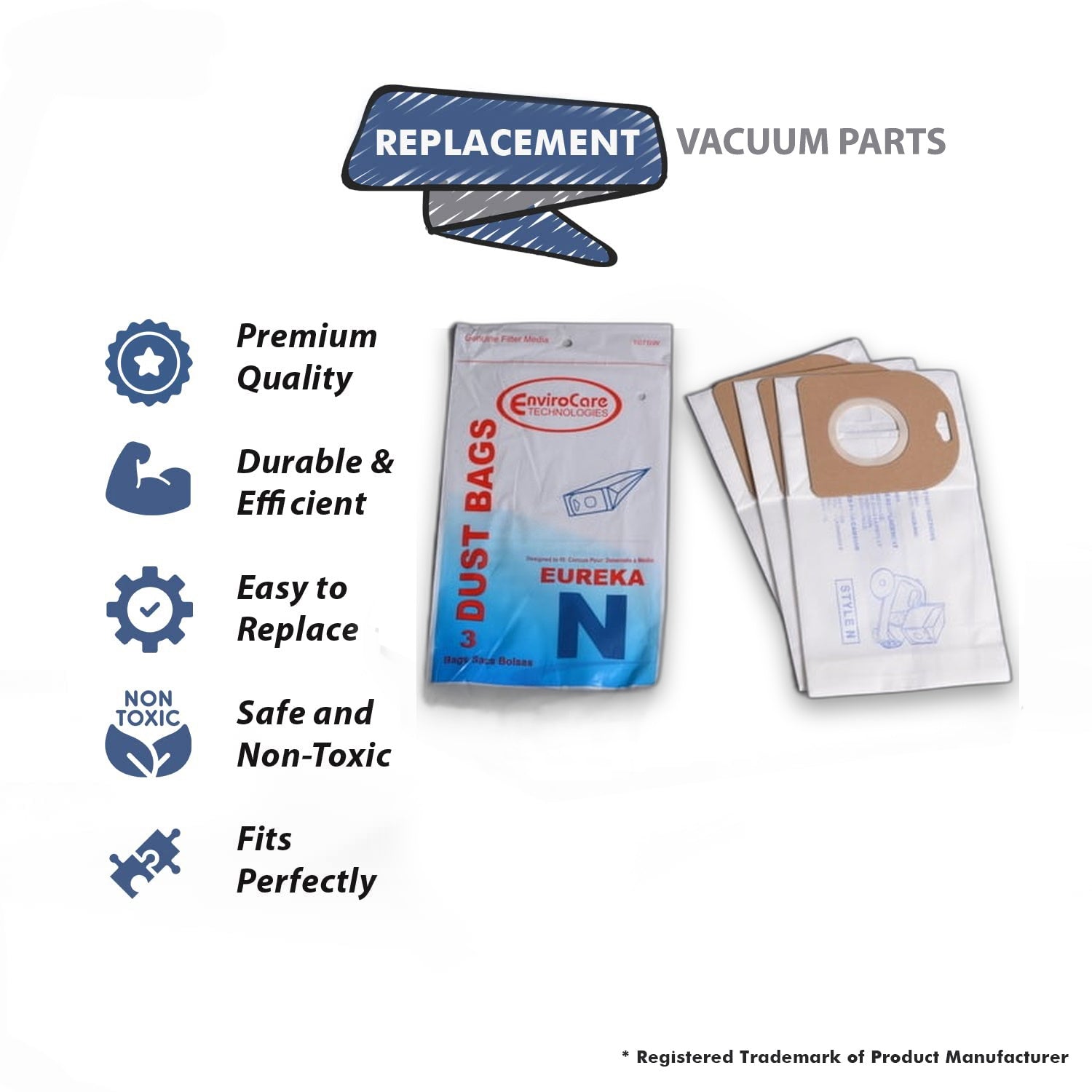 Topvacuumparts Replacement Part For Eureka Sanitaire Style N, , Mighty Mite II, Canister Vacuum Cleaner Paper Bags 3PK // 107SW