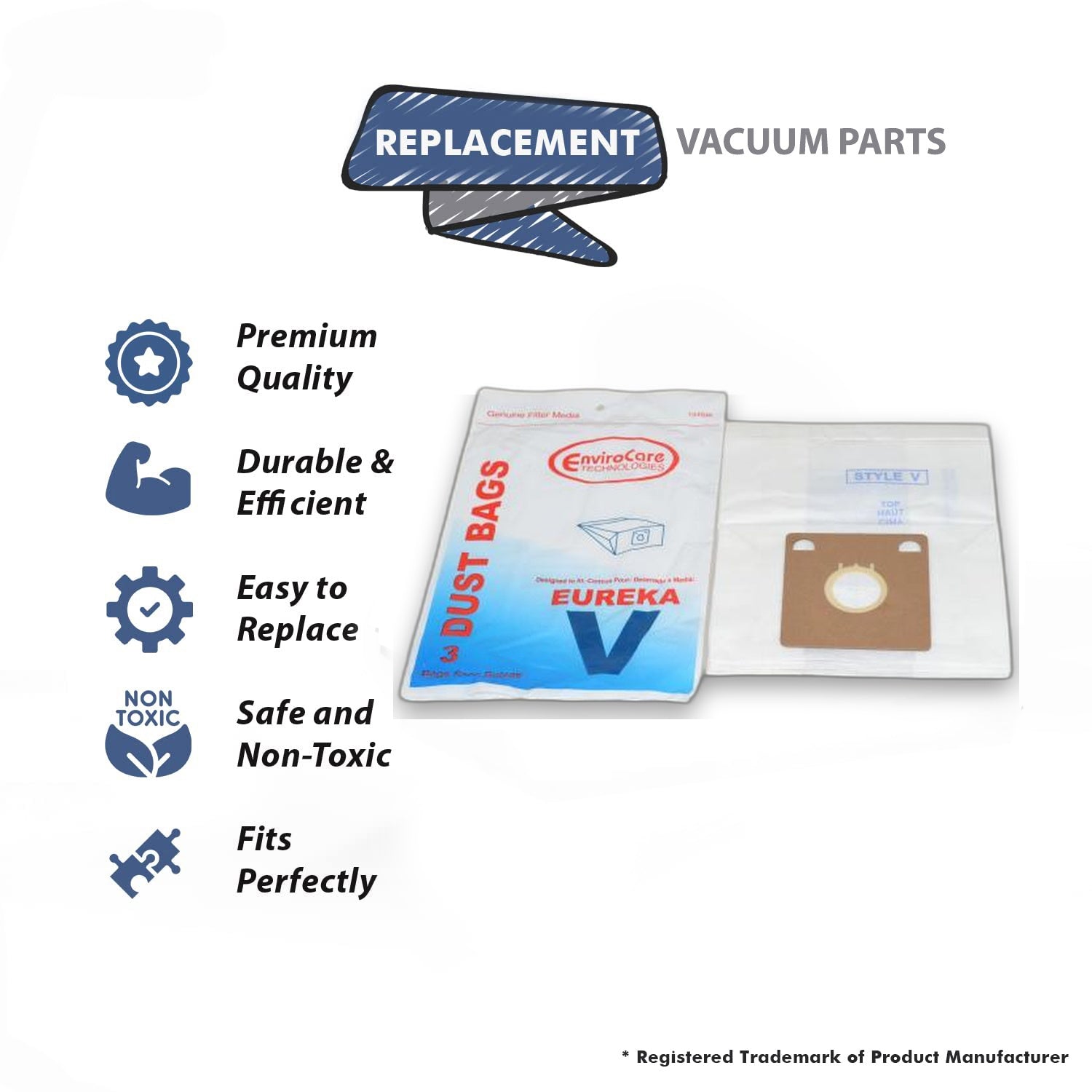 Topvacuumparts Replacement Part For Eureka Sanitaire Style V, Express Canister Vacuum Cleaner Paper Bags 3PK // 154SW