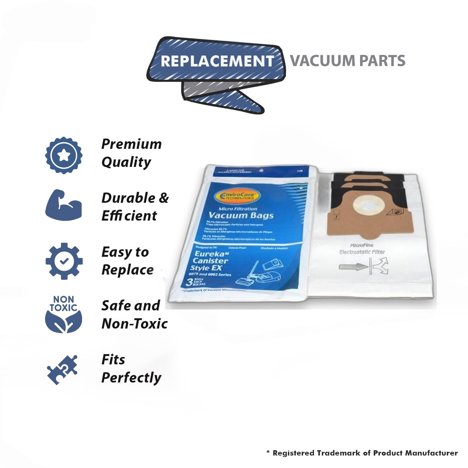Topvacuumparts Replacement Part For Eureka Sanitaire, Canister Vacuum Cleaner 3PK Paper Bags # compare to part 60284C-6