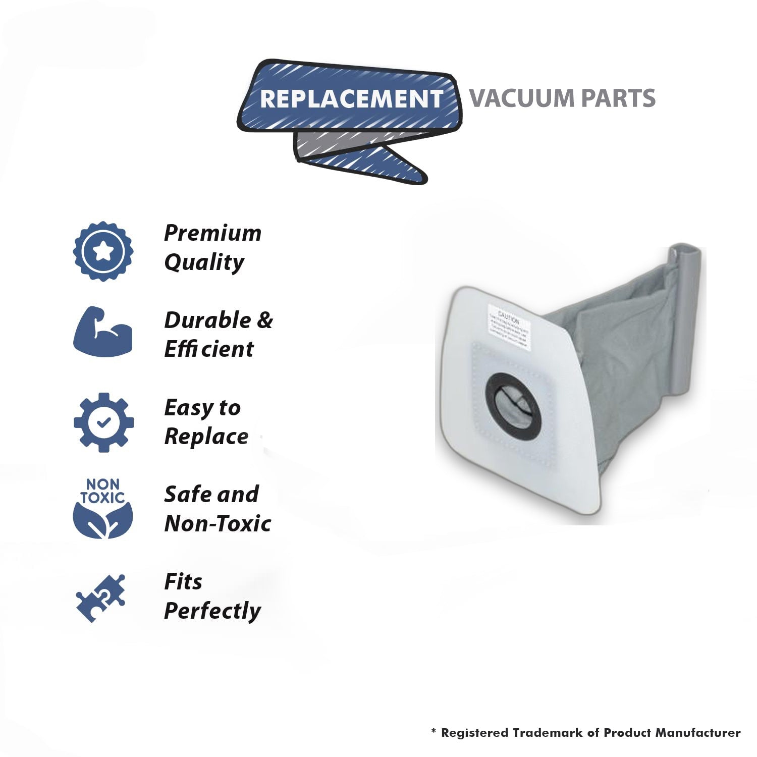 Topvacuumparts Replacement Part For Sanitaire & Eureka Mighty Mite Style Mm Cloth Bag for Canister Vacuums (5 Bag) # compare to part 39633