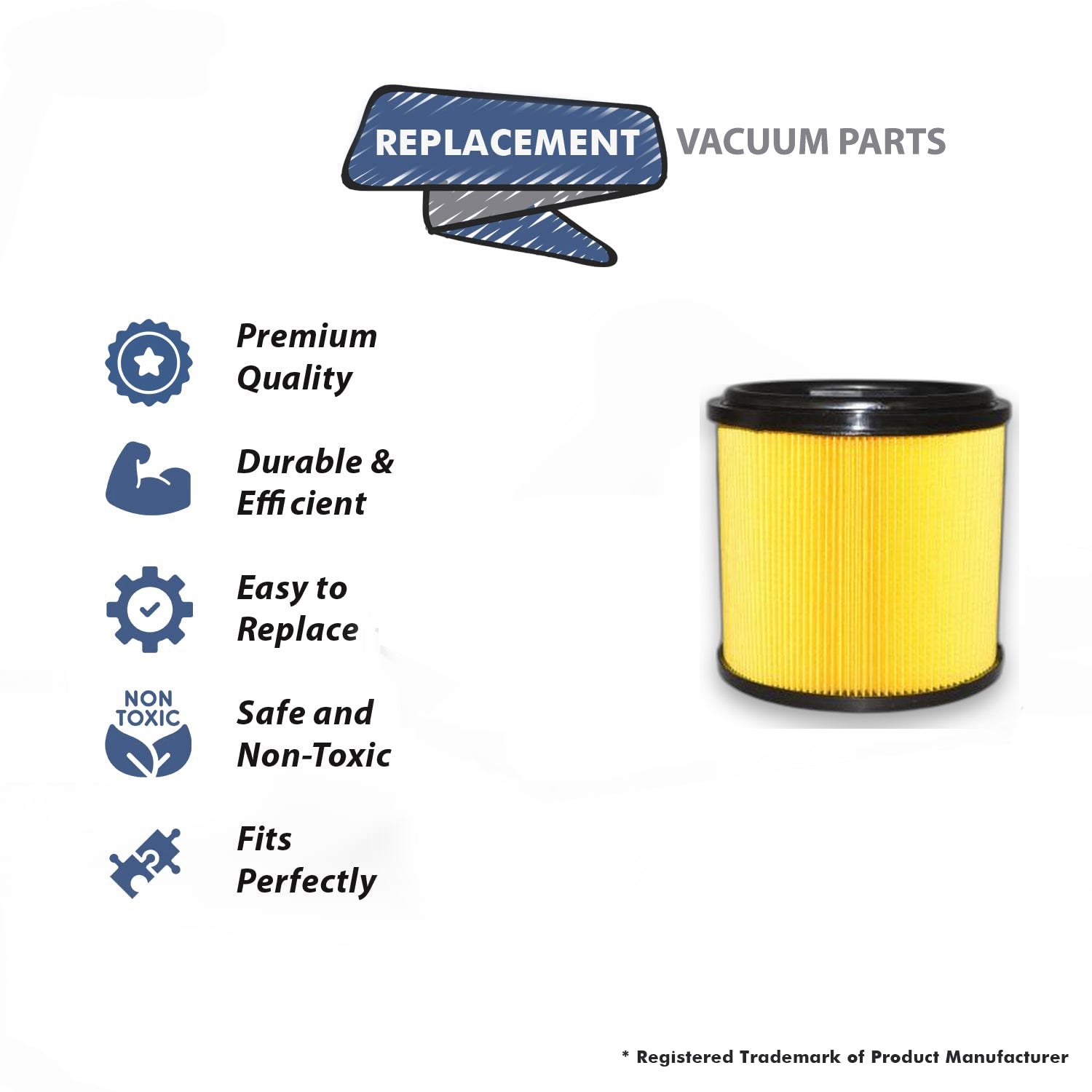 Topvacuumparts Replacement Part For Eureka Vacuum Cartridge Filter Fits SC6060A, Canister Models # compare to part 16280CP