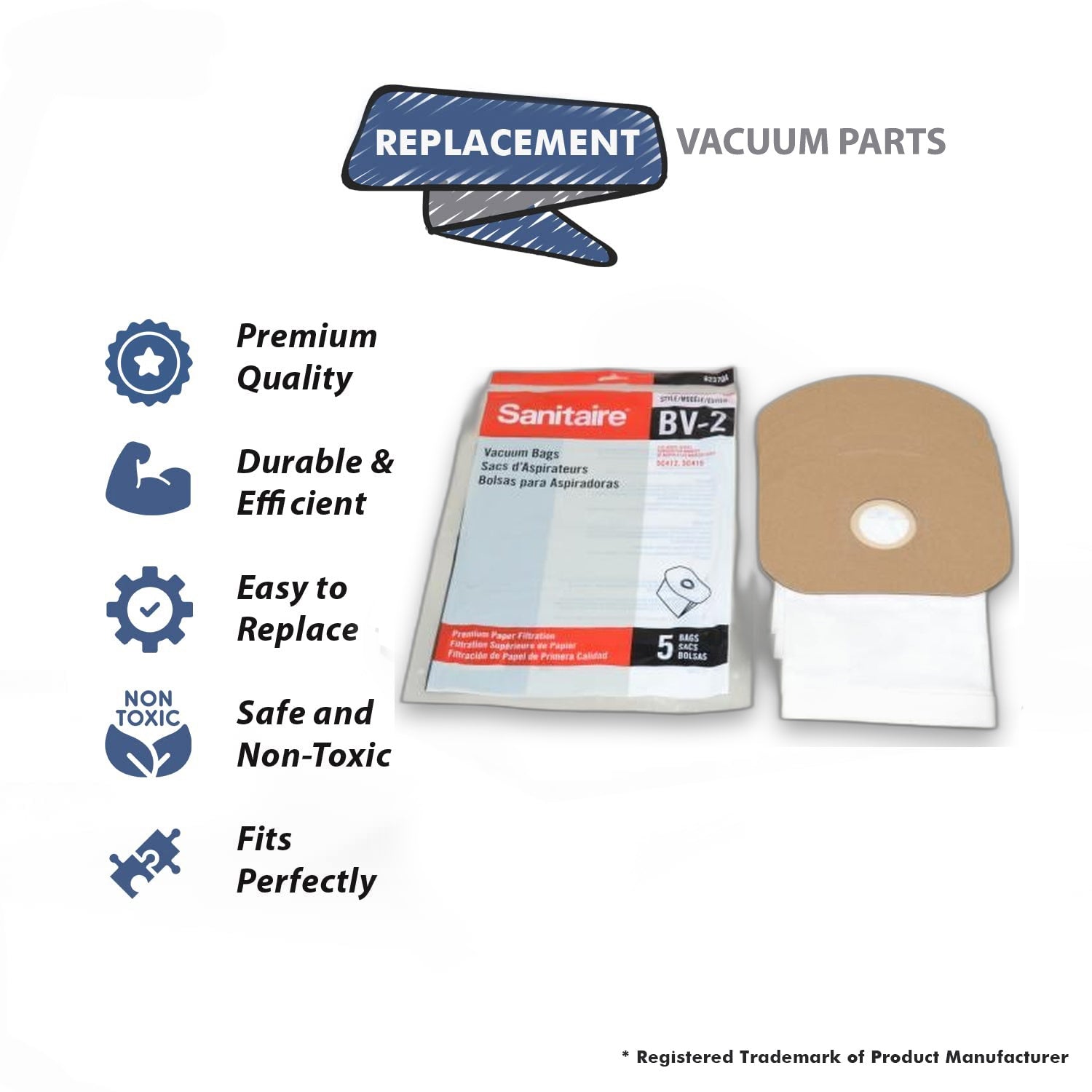 Topvacuumparts Replacement Part For Eureka Sc412A, Bv-2 Back Pack Vacuum Claner Paper Bags 5Pk # compare to part 62370A-10