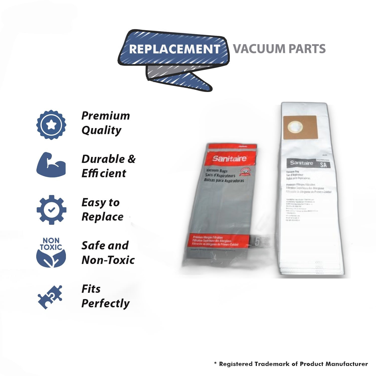 Topvacuumparts Replacement Part For Eureka Sanitaire, Commercial Canister Vacuum Cleaner 5Pk Paper Bags # compare to part 68440-10