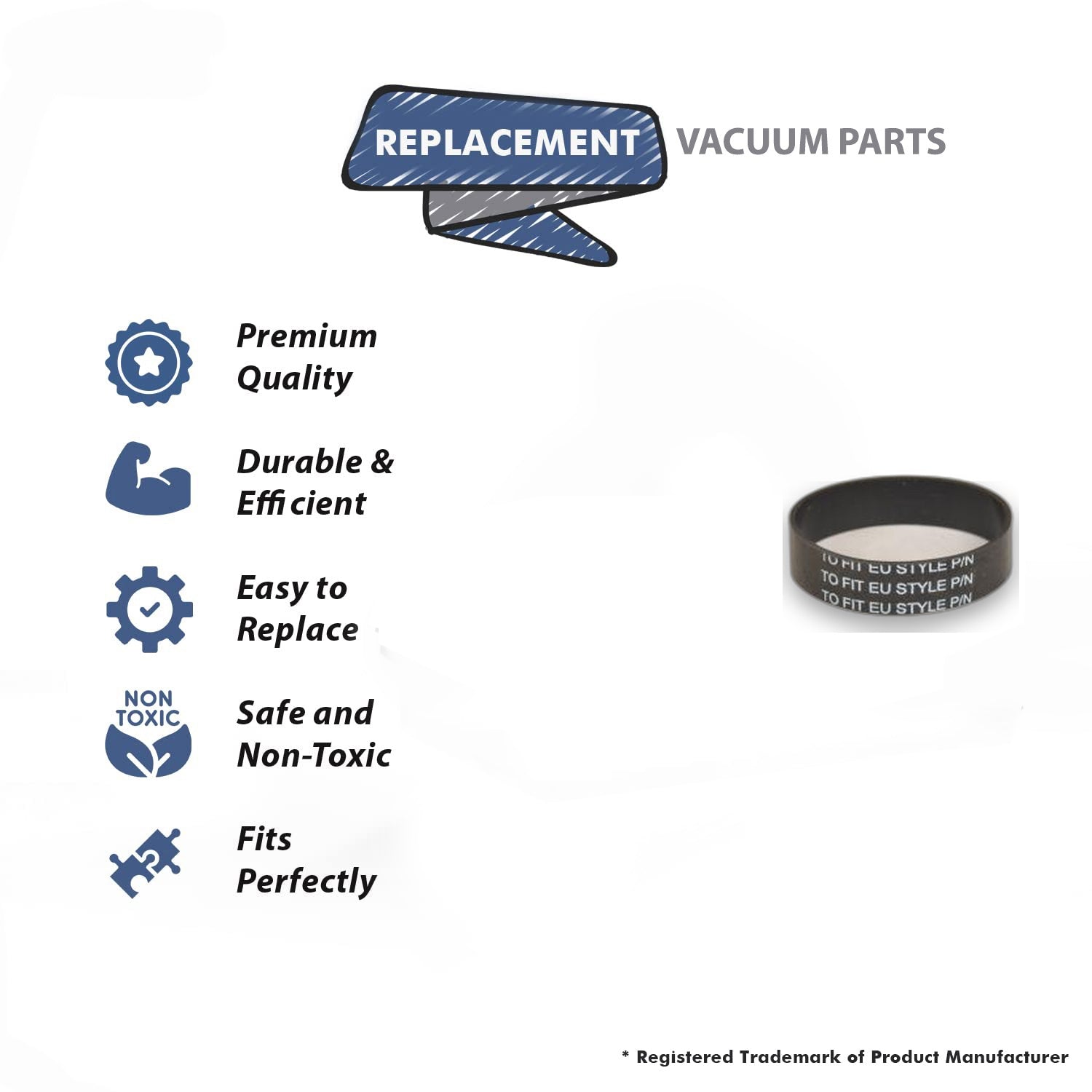 Topvacuumparts Replacement Part for Eureka Style PT Belt for 1200, 1500, 1700, 3900, 6860, 6880, 6983, 6984, 6998, 6999, 8200 Vacuum (2PK) # 17376