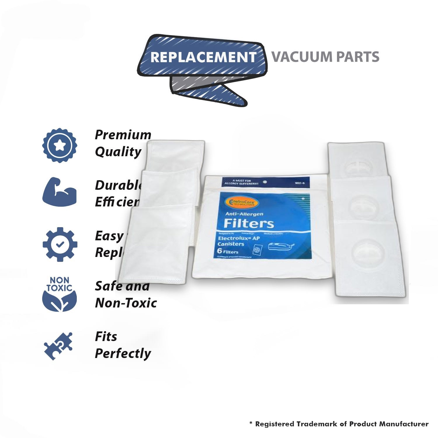 Topvacuumparts Replacement Part For Electrolux/Aerus Vaccum Cleaner Filter  Hi Tech, 2100, LE, 6Pk # compare to part 902 6