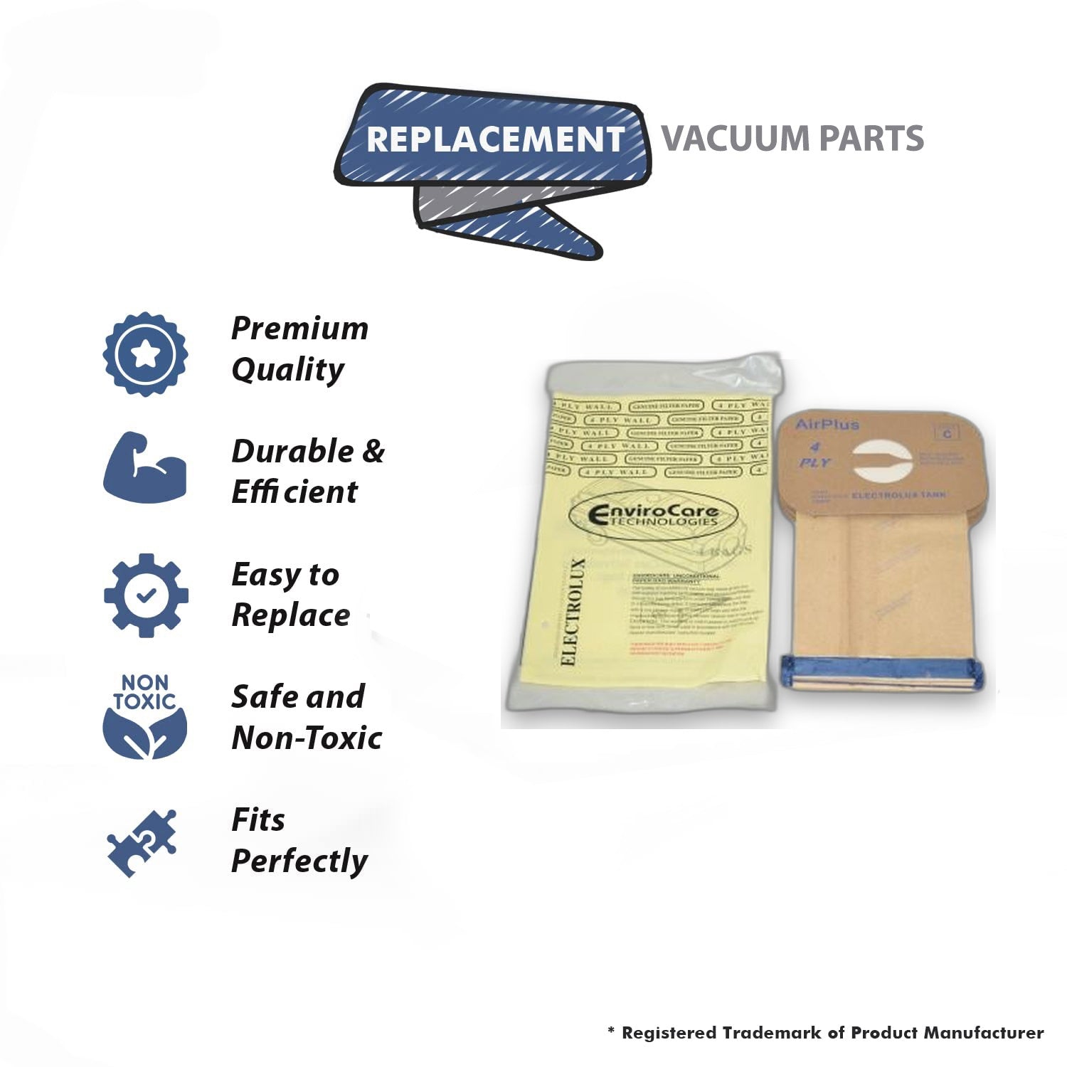 Topvacuumparts Replacement Part For Envirocare Electrolux Type C, 4 Ply Tank, Vacuum 4 Paper Bags # 8054FP