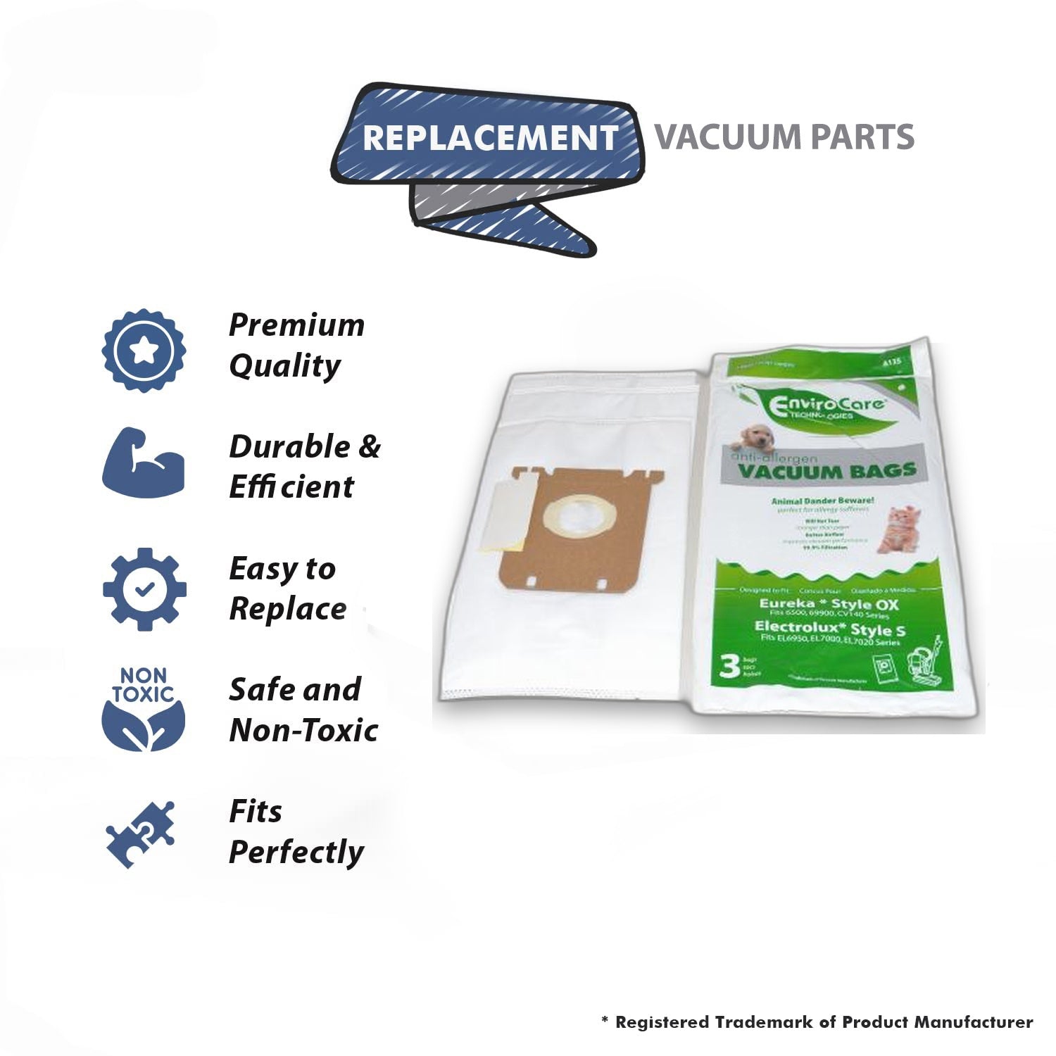Topvacuumparts Replacement Part For Eureka Style OX Canister Vacuum Cleaner Paper Bags 3PK # A135