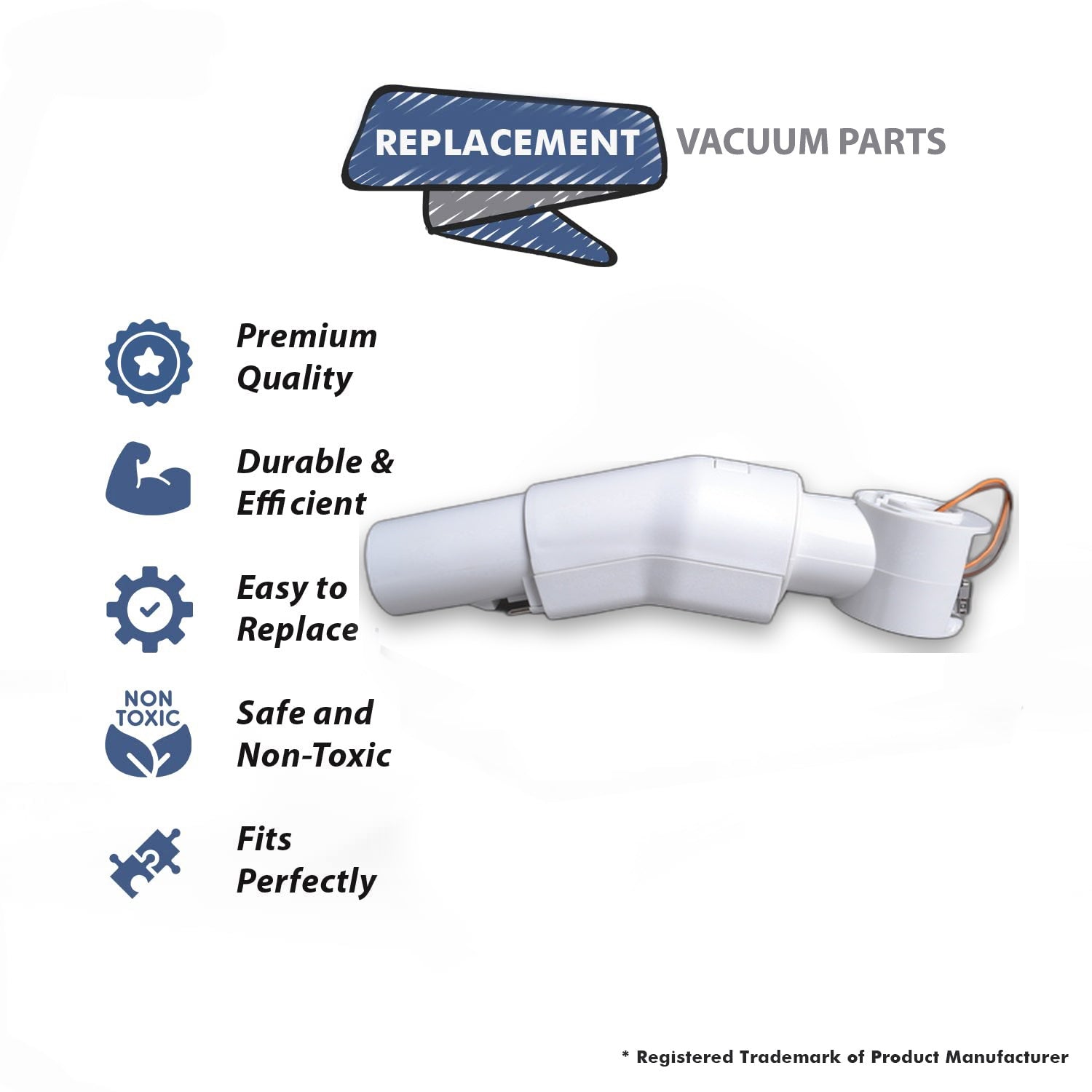 Topvacuumparts Replacement Part For Electrolux Vacuum Cleaner White Elbow Works with 6500, Epic, Guardian # compare to part 62226