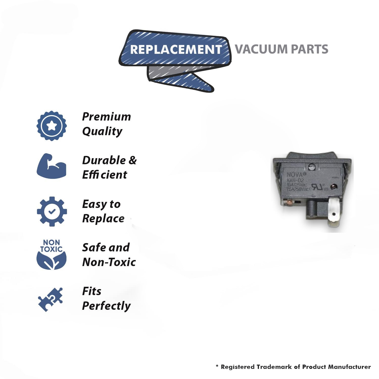 Topvacuumparts Replacement Part For Eureka Upright, Excalibur,Rocker Style Switch # compare to part 27871A1