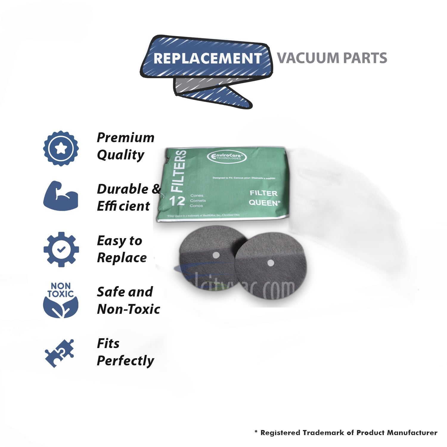 Topvacuumparts Replacement Part for Filter Queen 36 Cones and 6 Filter Majestic Filter Queen Vacuum Bags # compare to part 5404012000