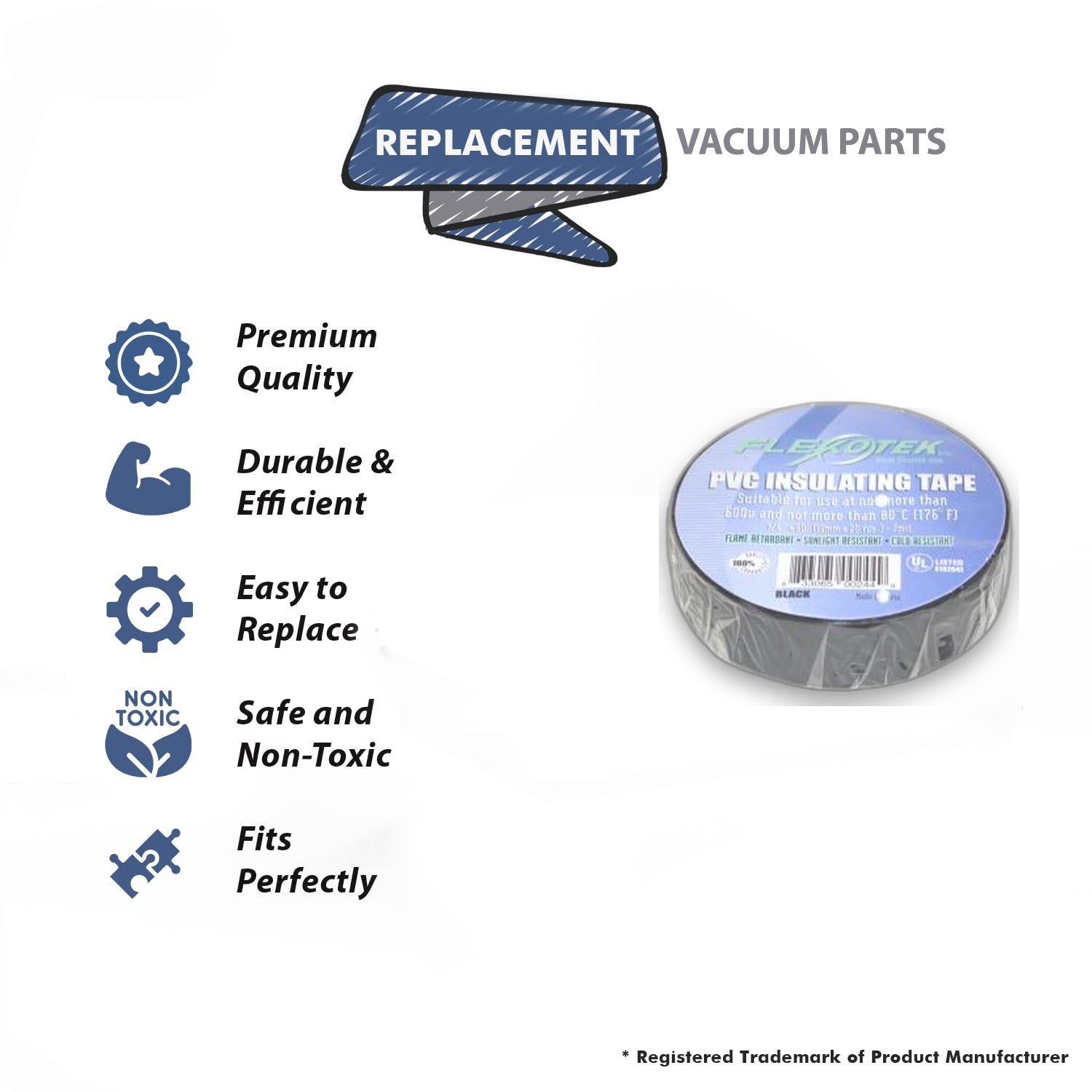 Topvacuumparts Replacement Part For Fit All Residental Vacuum Cleaner 3/4 X 60' Black Electrical Tape # compare to part 32-0356-08