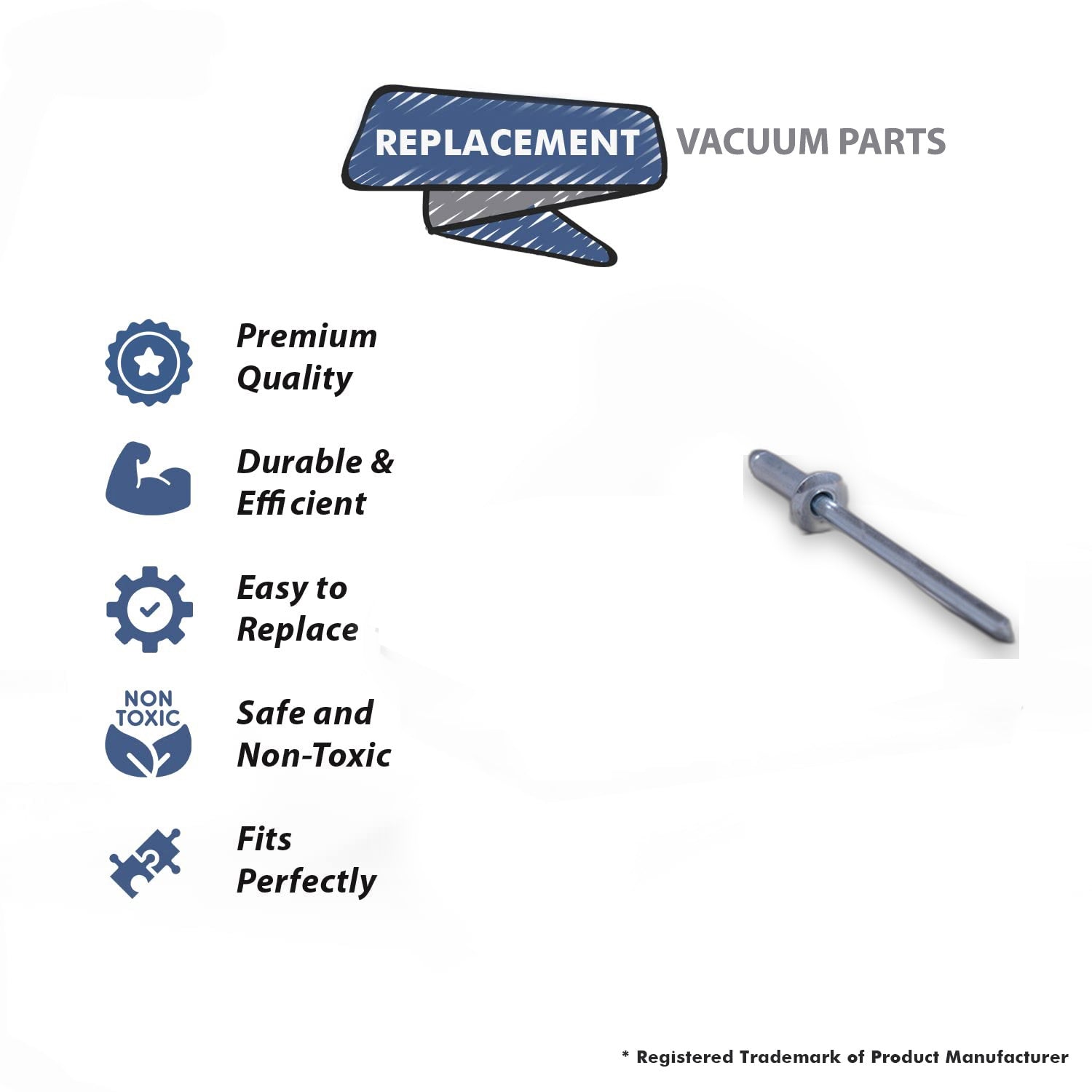 Topvacuumparts Replacement Part For Fit All Vacuum Cleaner 1/8 X 1/4 Steel Pop Rivet # compare to part 6777973