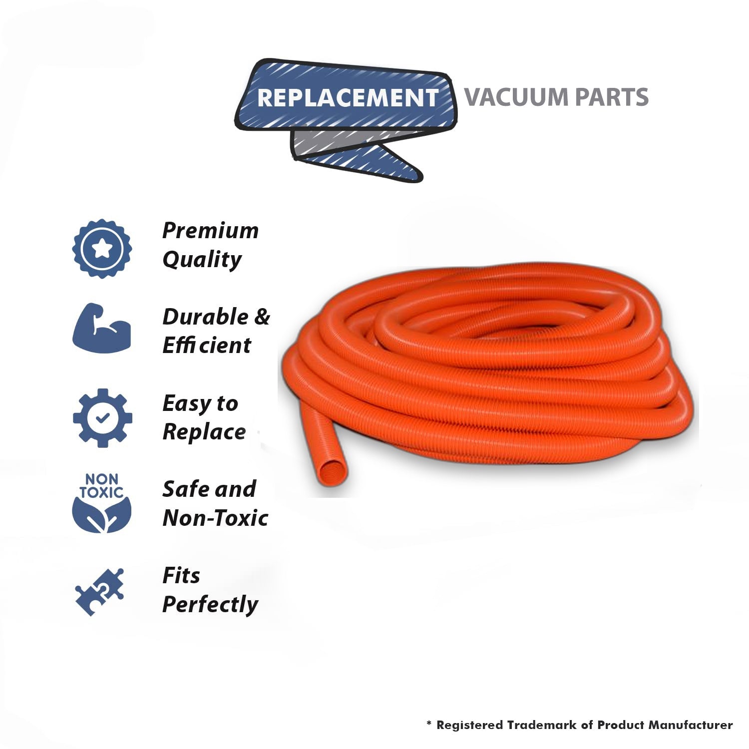 Topvacuumparts Replacement Part For Fit All Central Vacuum 1 1/4'' X 30' Crushproof Orange 32Mm Hose # compare to part 12TV0R30WO