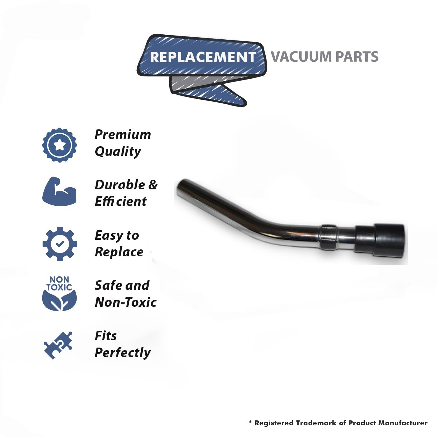 Topvacuumparts Replacement Part For Fit All Residential Vacuum Cleaner Crushproof Curved Hose End with Cuff # compare to part CH-FA3854-BL