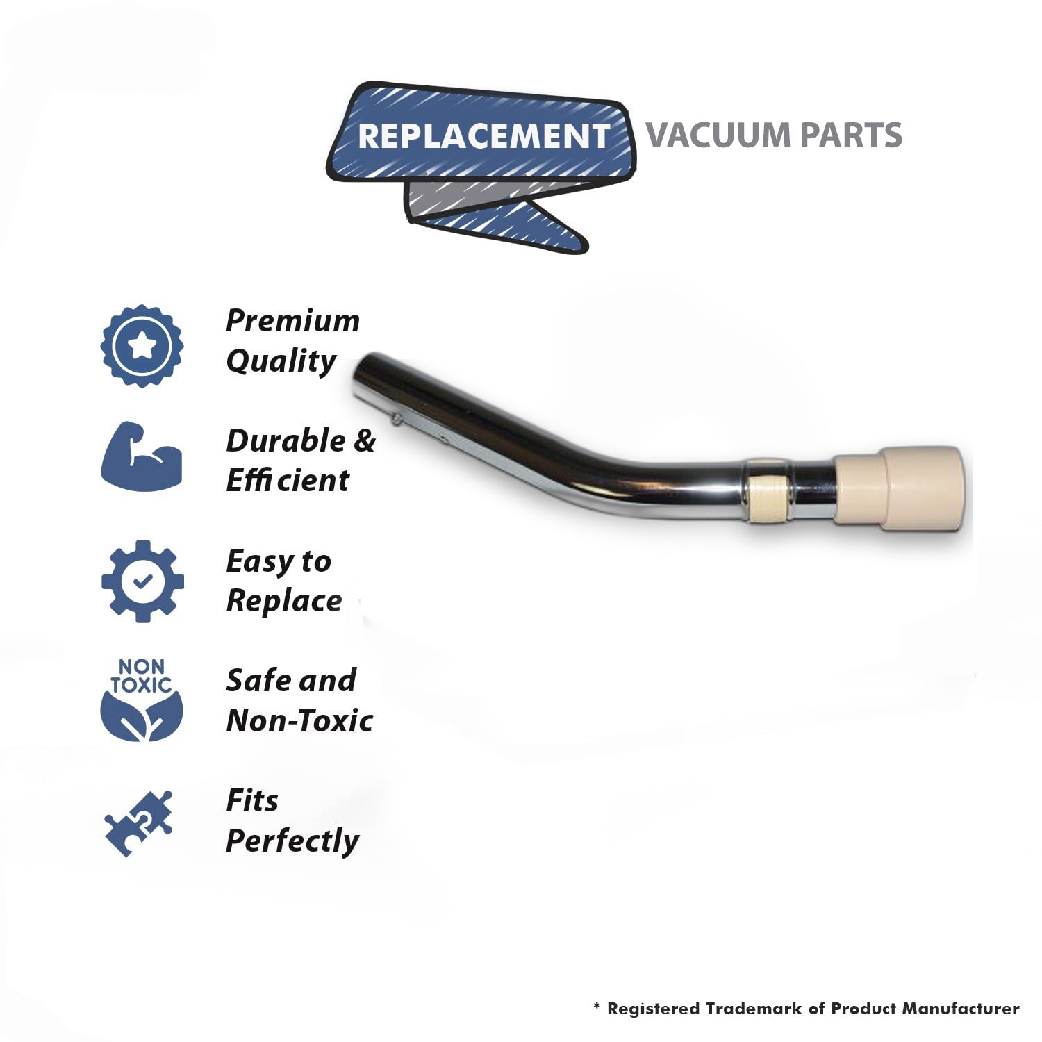 Topvacuumparts Replacement For Fit All Residential Vacuum Cleaner 1 1/4 Curved Hose End with Button and Cuff-Fitall # compare to part CH-FA3851-1