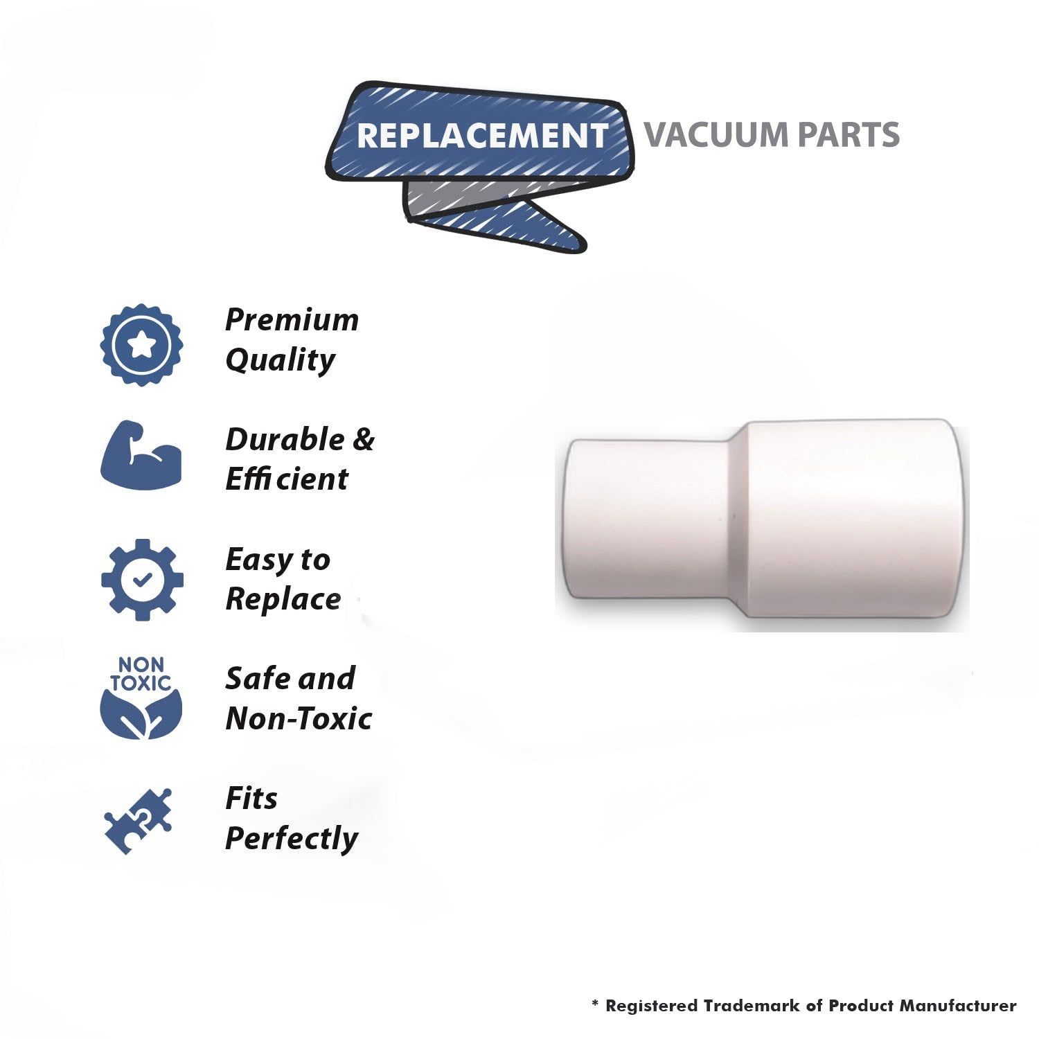 Topvacuumparts Replacement Part For Fit All, Residential Residential Vacuum Cleaner 1.25 Crushproof Hose Cuff-Oyster White # compare to part 49006