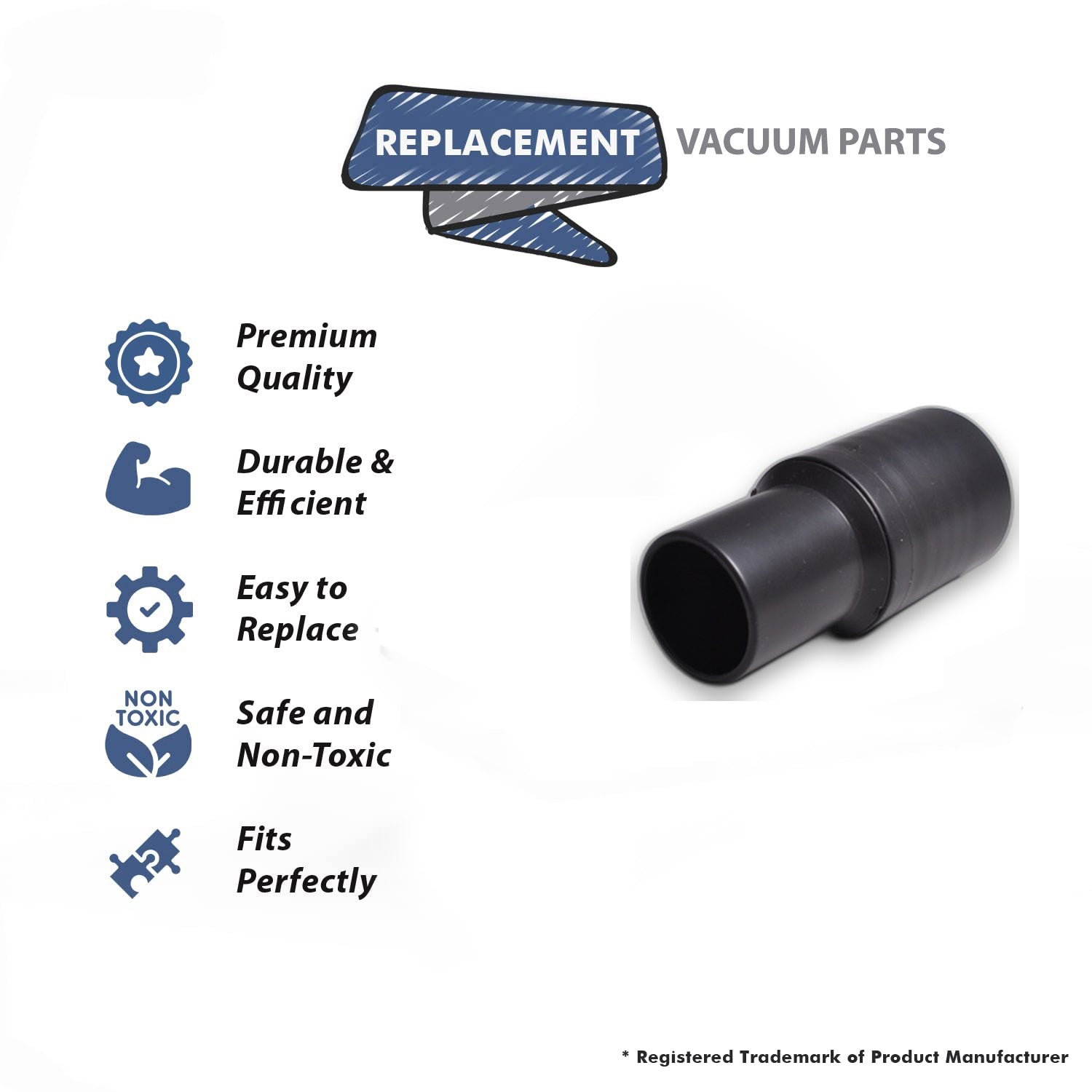 Topvacuumparts Replacement For Fit All Replecement fit Residential Vacuum Cleaner Black Crushproof Hose Cuff with Swivel# compare to part AS 3110C111
