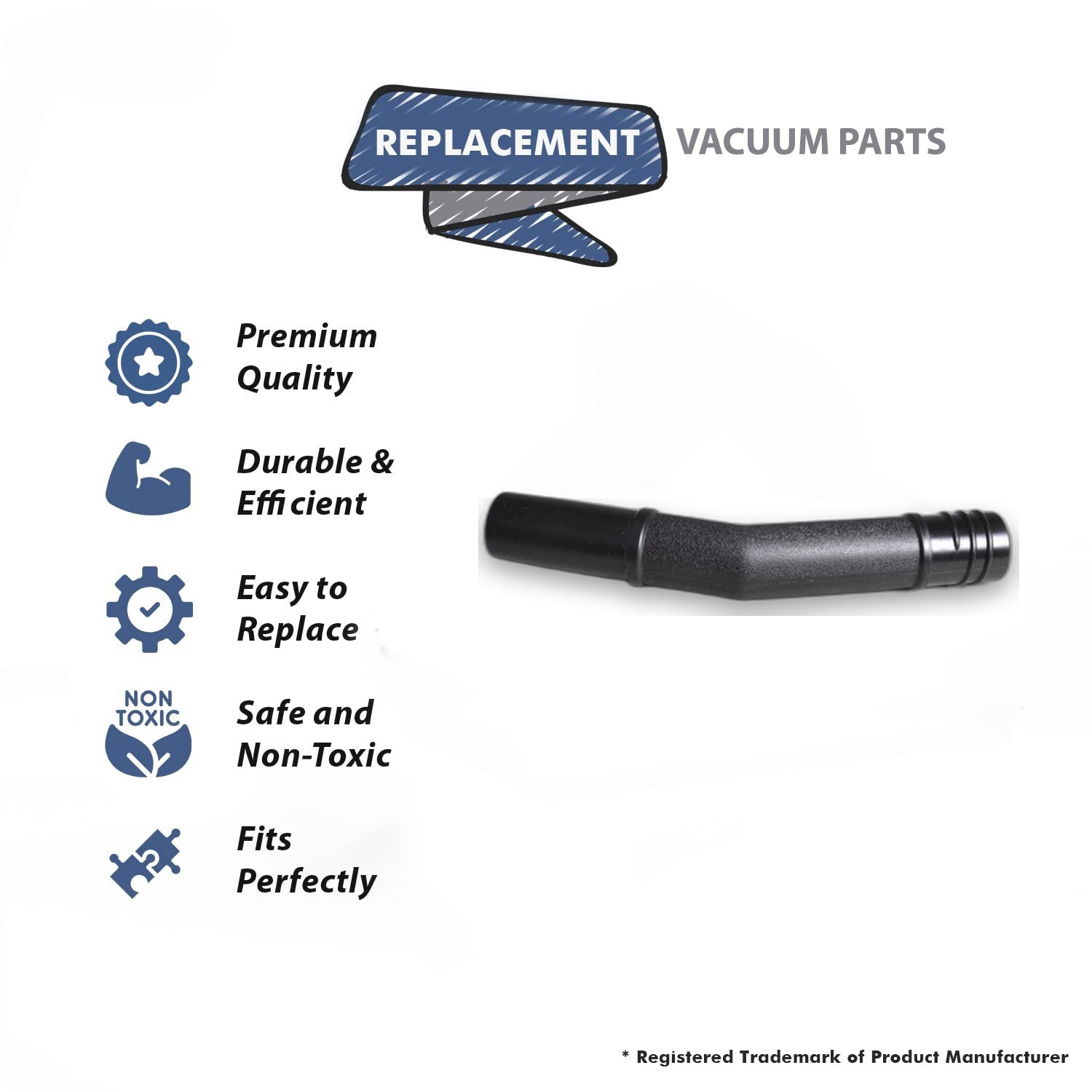 Topvacuumparts Replacement For Fit All Replecement for Residential Vacuum Cleaner Black with Threads Plastic Curved Hose# compare to part BTA-115C111