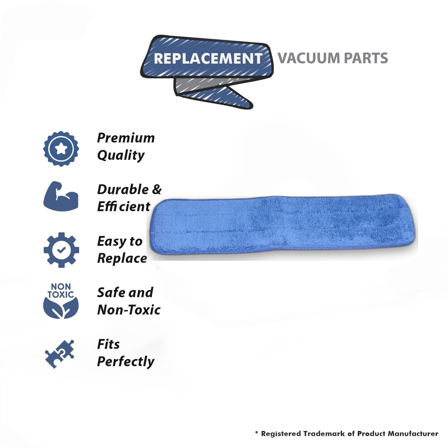 Topvacuumparts Replacement Part For Fit All Residential Vacuum Cleaner Centra Mop Floor Tool Pad Refill # compare to part 32-1540-03
