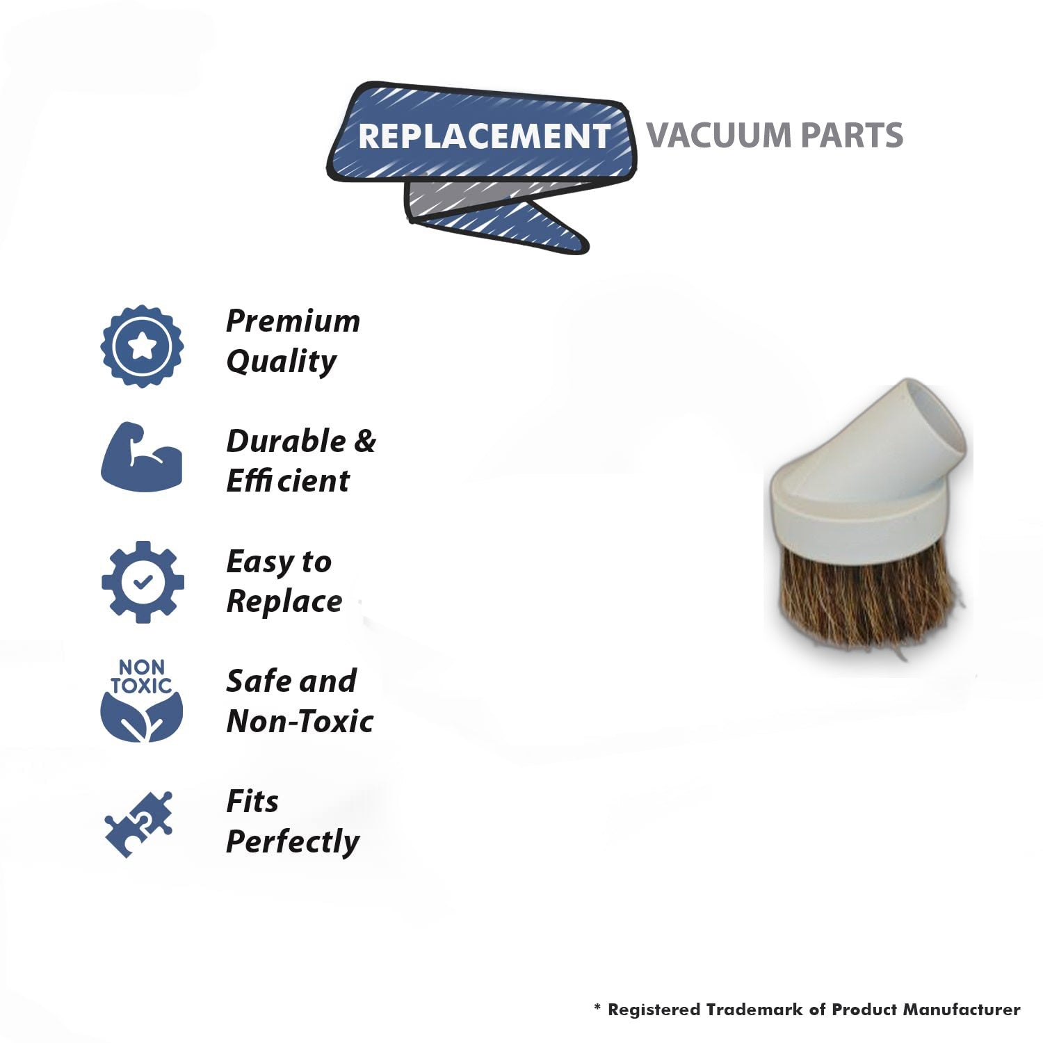 Topvacuumparts Replacement Part For Fit All Vacuum Cleaner Horse Hair Economy 1 1/4'' Dust Brush # Compare to Part 32-1608-63
