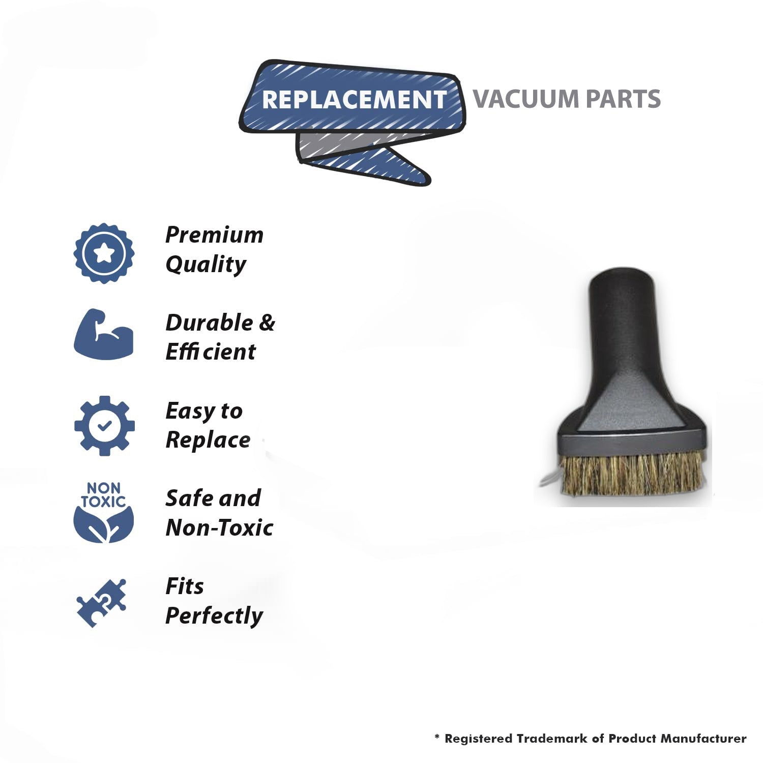 Topvacuumparts Replacement Part For Centec Vacuum Horse Hair Dust Brush D Shaped # compare to part 34828