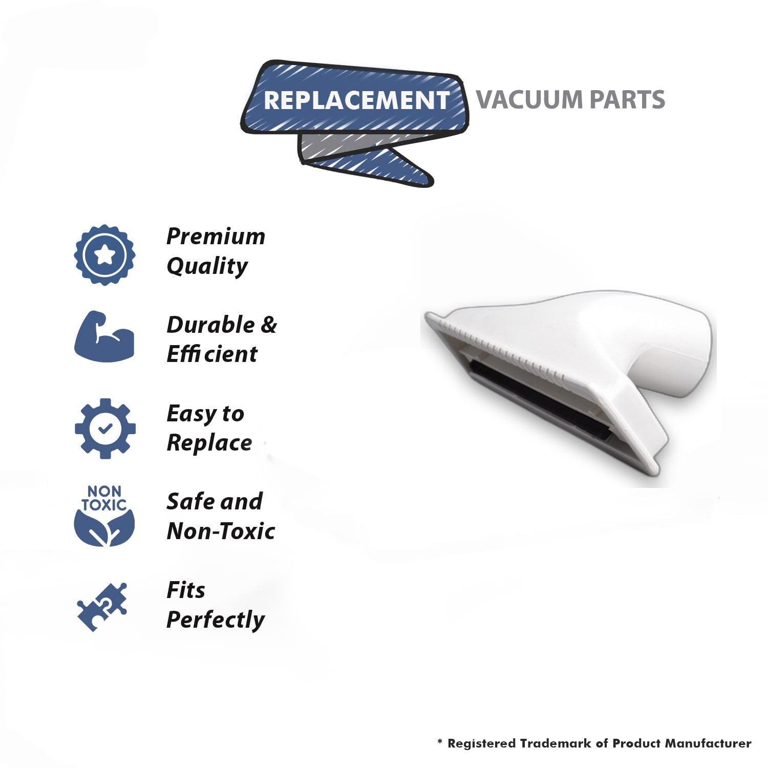 Topvacuumparts Replacement Part For Fit All Residential Vacuum White Upholstery Nozzle with Brush Strip # compare to part 32-1700-92