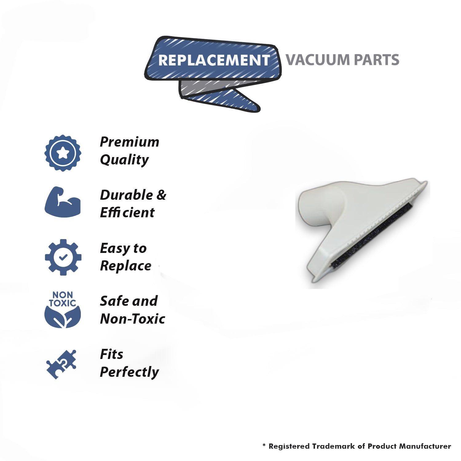 Topvacuumparts Replacement Part For Fit All Residential Vacuum Grey Upholstery Nozzle with Brush Strip # compare to part 32-1710-76