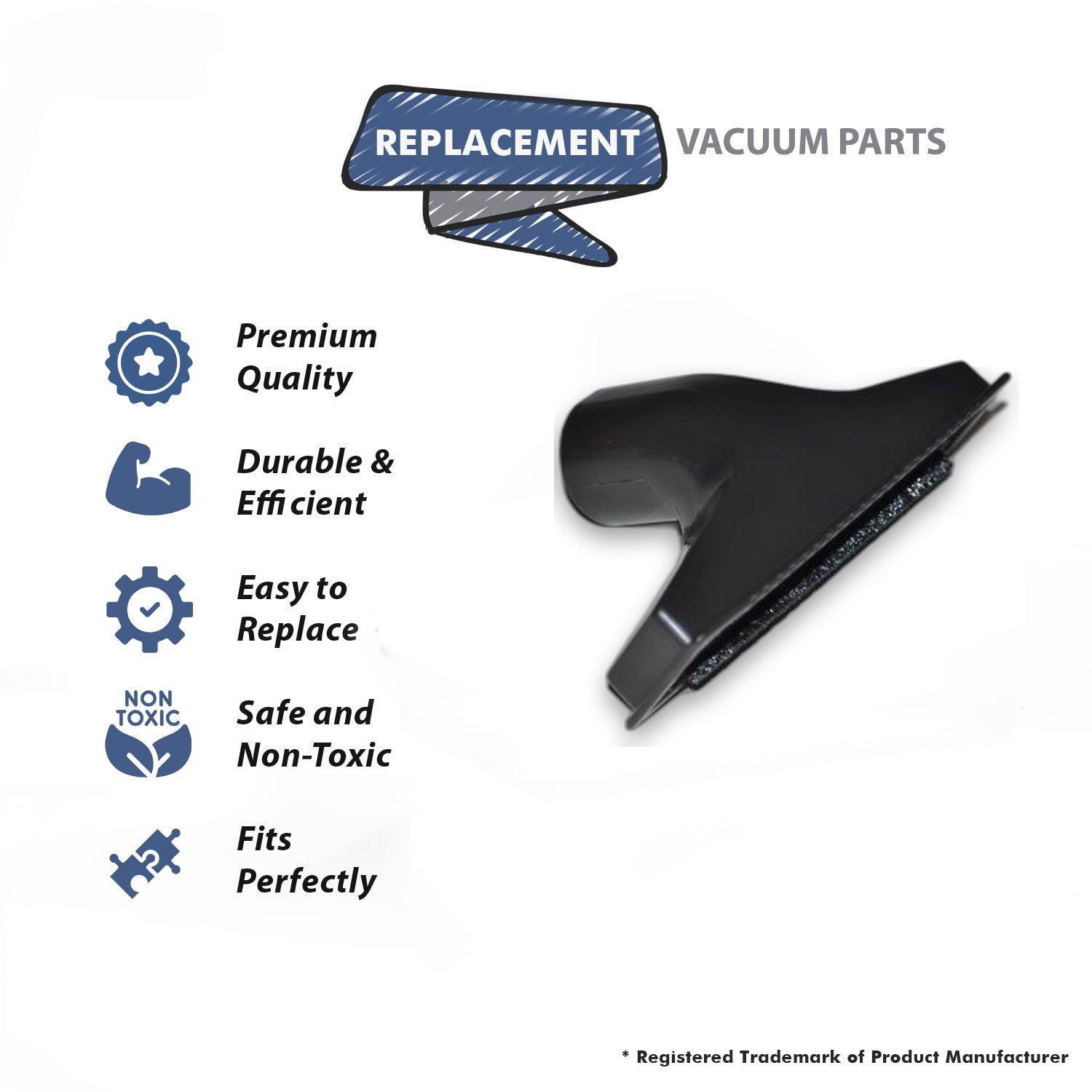 Topvacuumparts Replacement Part For Fit All Residential Vacuum Cleaner Black Upholstery Nozzle with Brush Strip # compare to part 32-1725-67