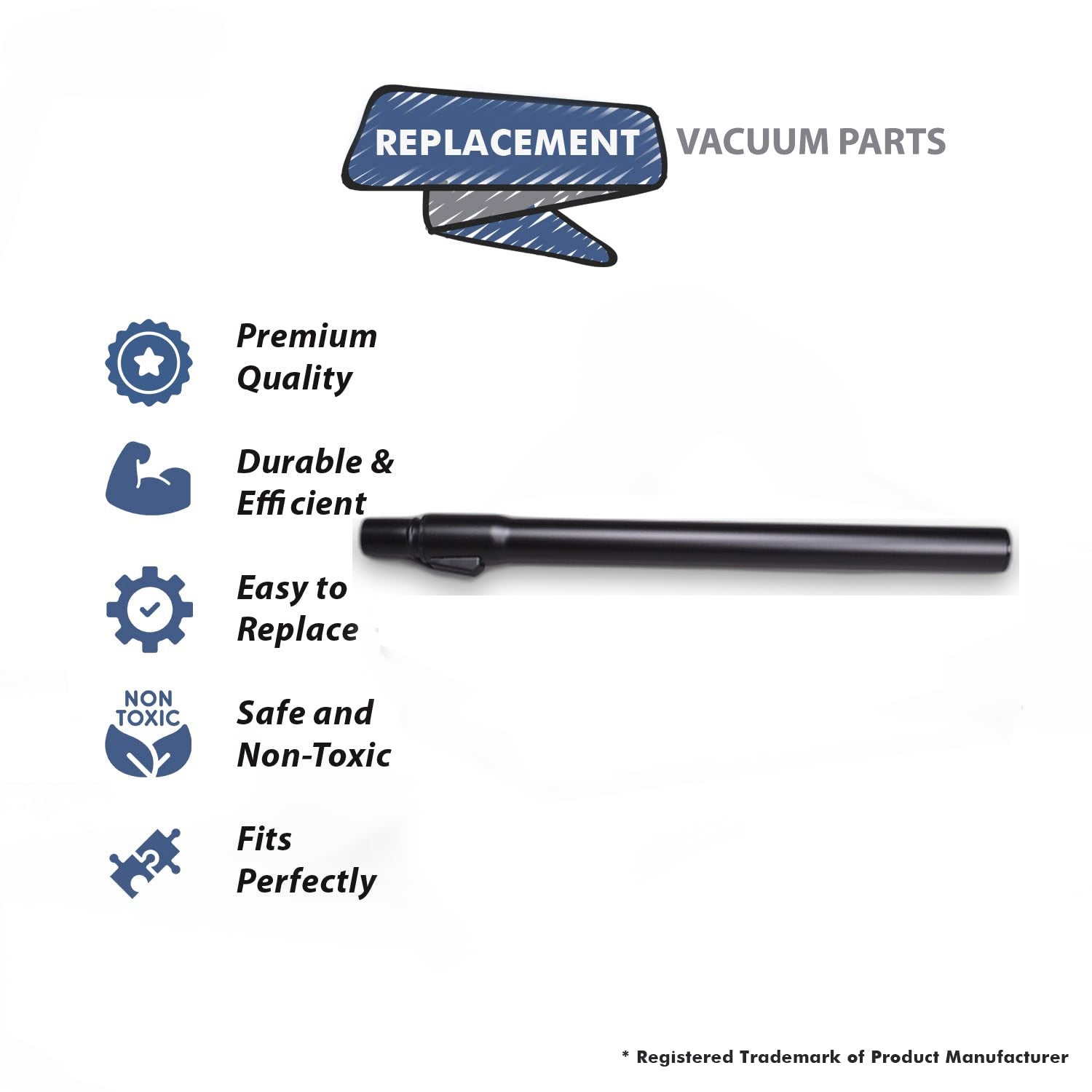 Topvacuumparts Replacement Part For Fit All Residential Vacuum Cleaner 1 1/4 Aluminum Telescopic Black Wand # compare to part CH-HP7748