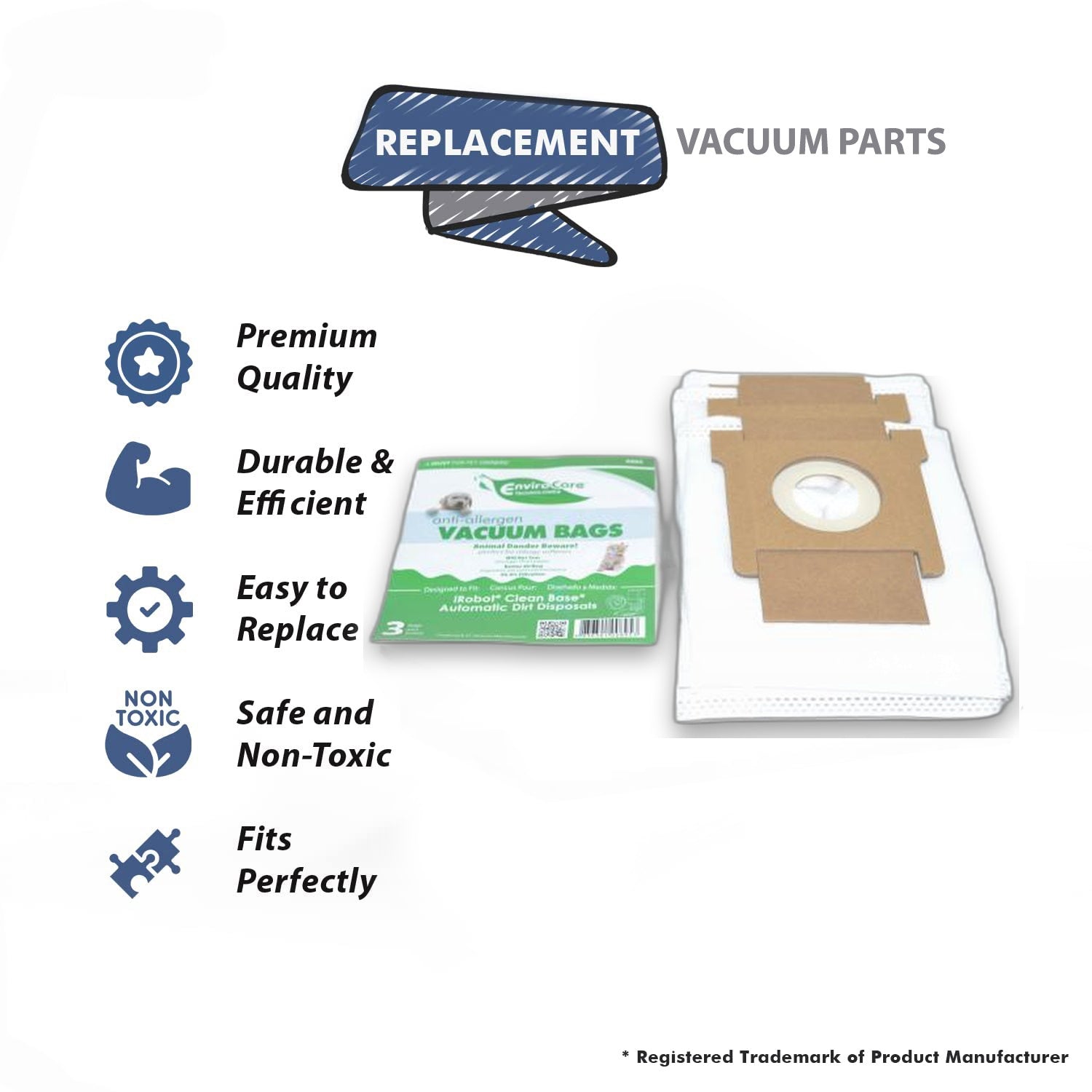 Topvacuumparts Replacement Part For Irobot Allegen Clean Base Vacuum Cleaner Paper Bags (3 Bags) # compare to part A895