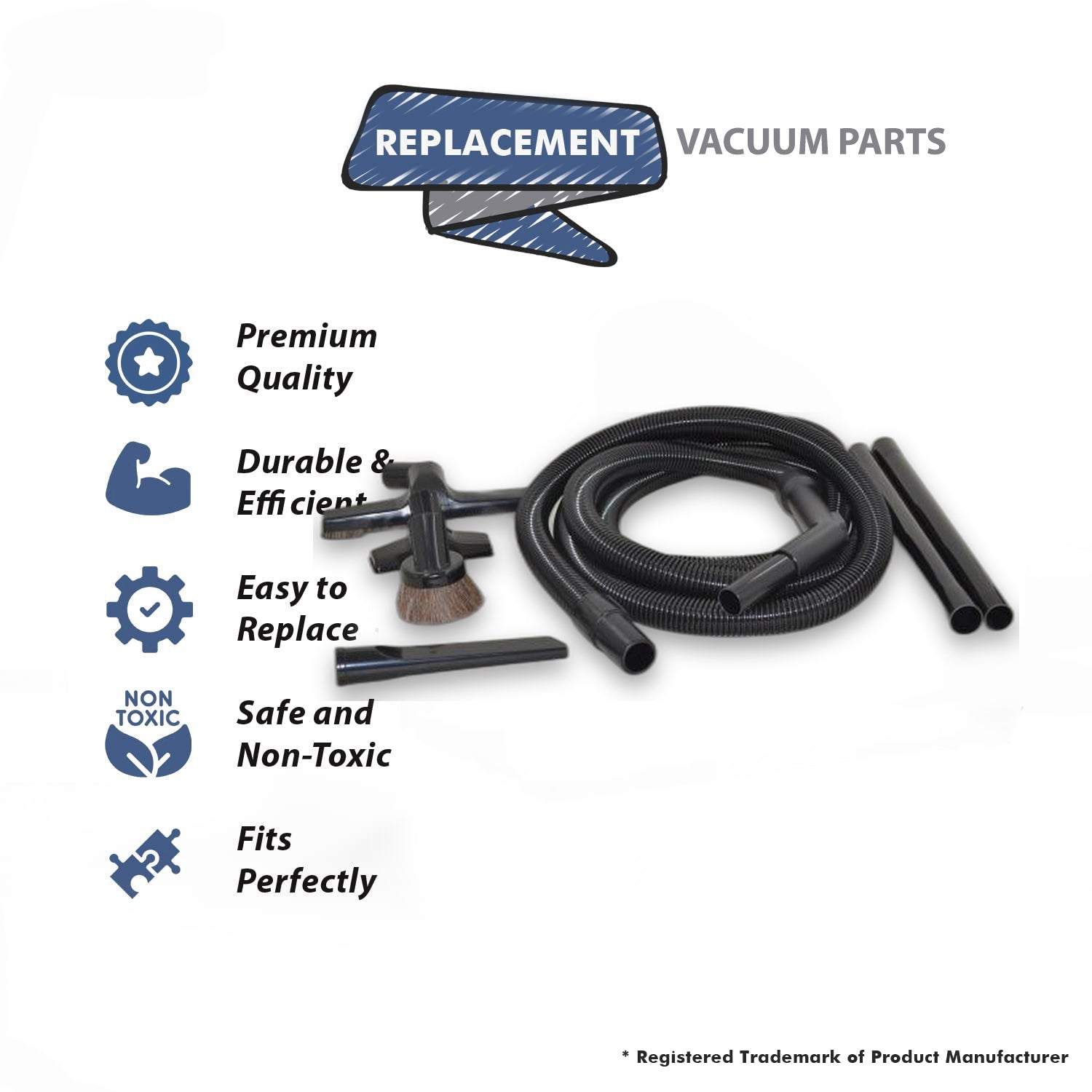 Topvacuumparts Replacement Part Fits All 1 1/4 Inch Vacuum Attachment Kits, 12 Ft Hose, Dust Brush, Crevice Tool, 2 Wands,Floor Brush,Part #32-4903-64