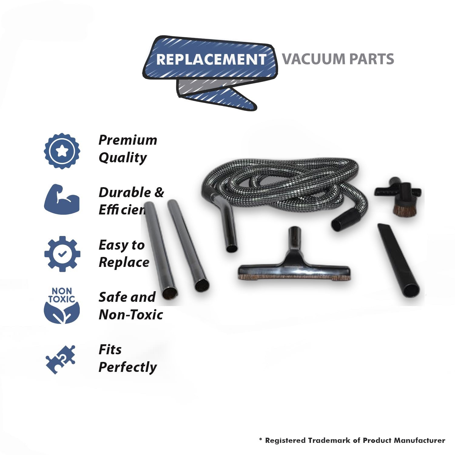 Topvacuumparts Replacement Part For Fit All Deluxe Attachment Kit includes 15Ft Wire Hose, Steel Wands # 32-4910-03