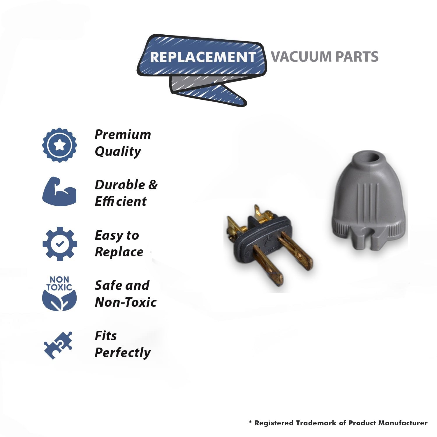 Topvacuumparts Male Grip Plug Replacement For Fit All Residential Vacuum Cleaner