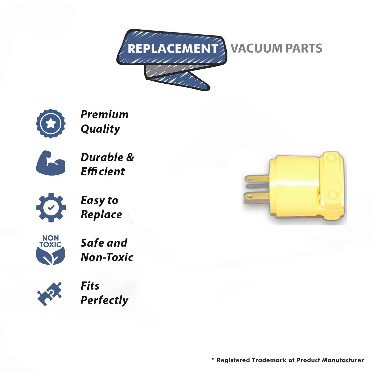Topvacuumparts Replacement Part For Cooper 4862 Vacuum Cleaner 2 Wire Male Plug 1PK # Compare To Part 32-5619-04