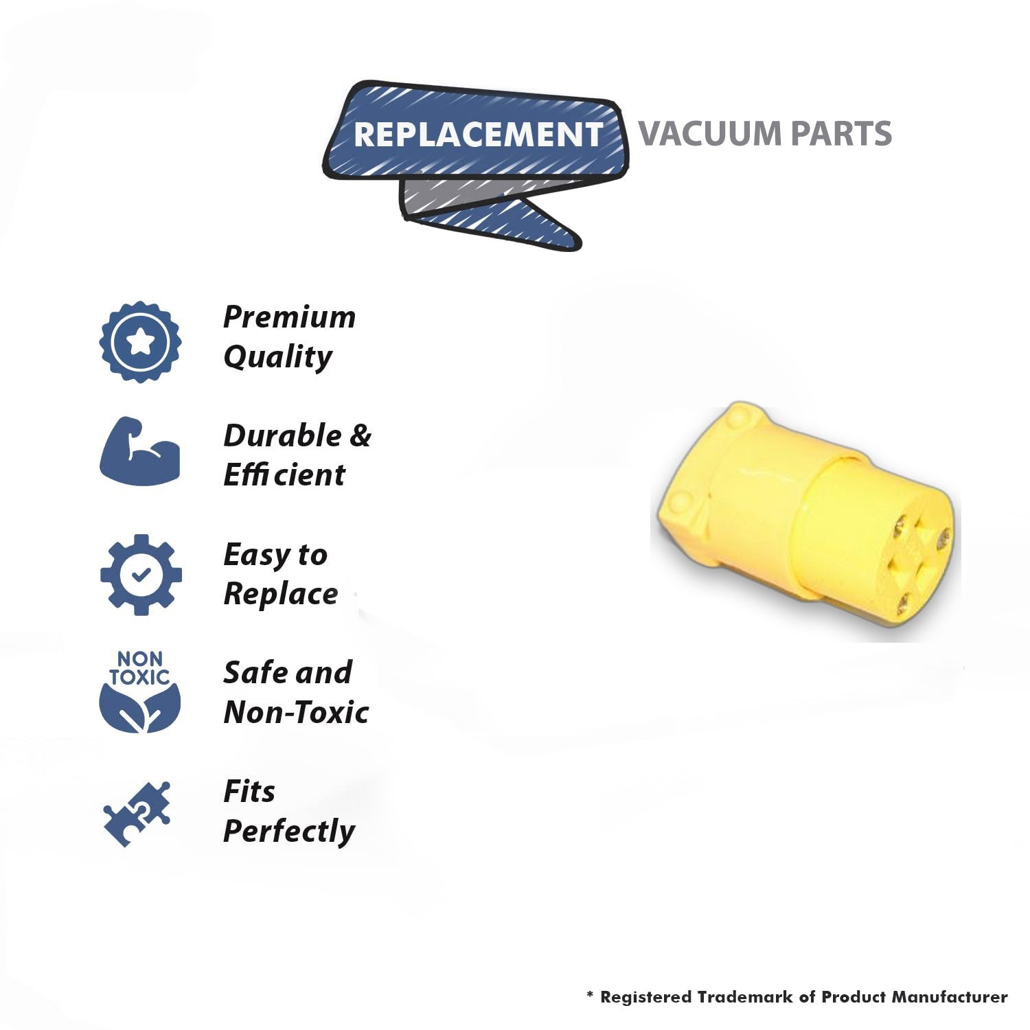 Topvacuumparts 3 Prong Yellow Female Plug Replacement For Fit All Commercial Vacuum Cleaner Heavy Duty