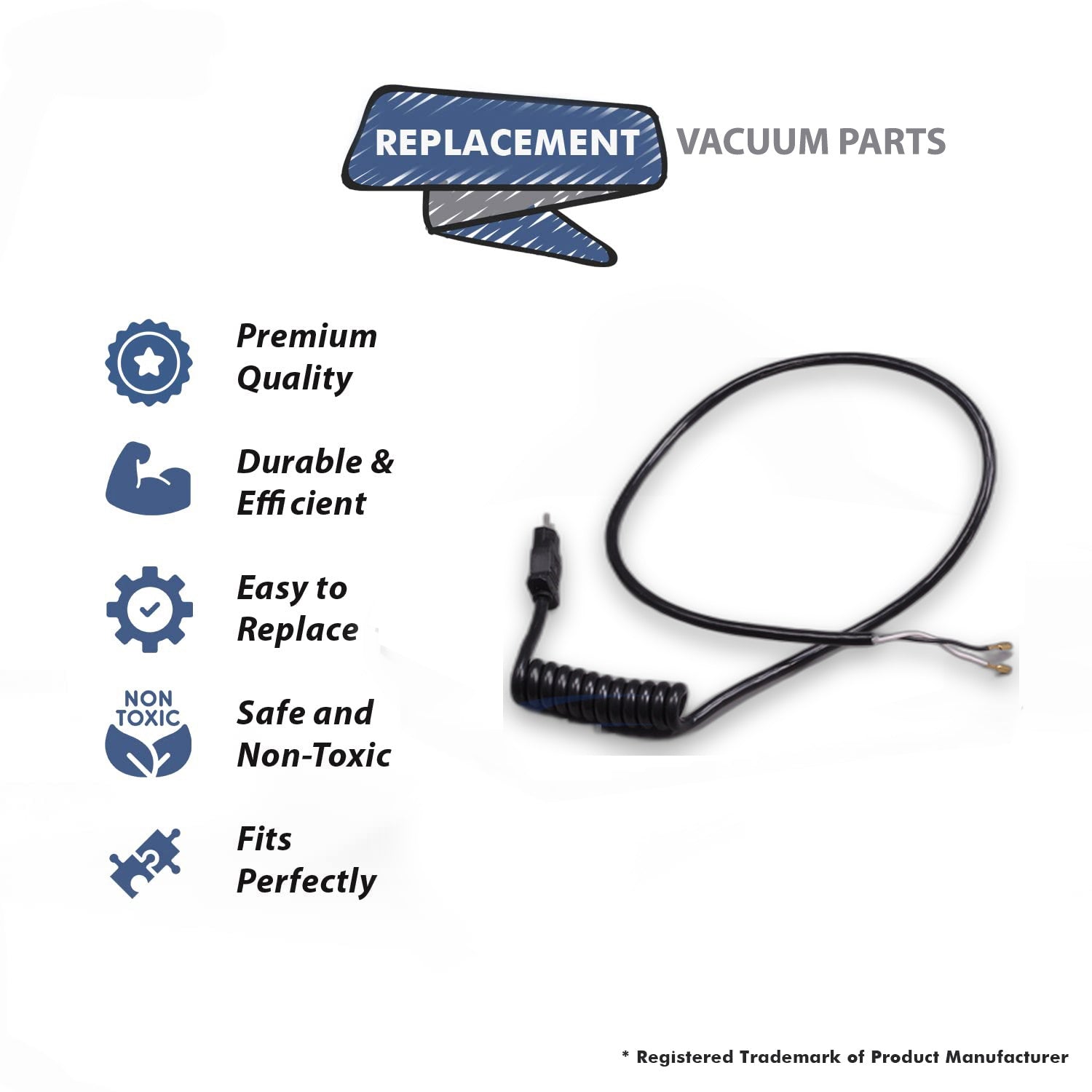 Topvacuumparts Replacement Part For Wessel Werk s EBK340 Vacuum Cleaner Power Nozzle Coiled Cord # compare to part 10.1163-300