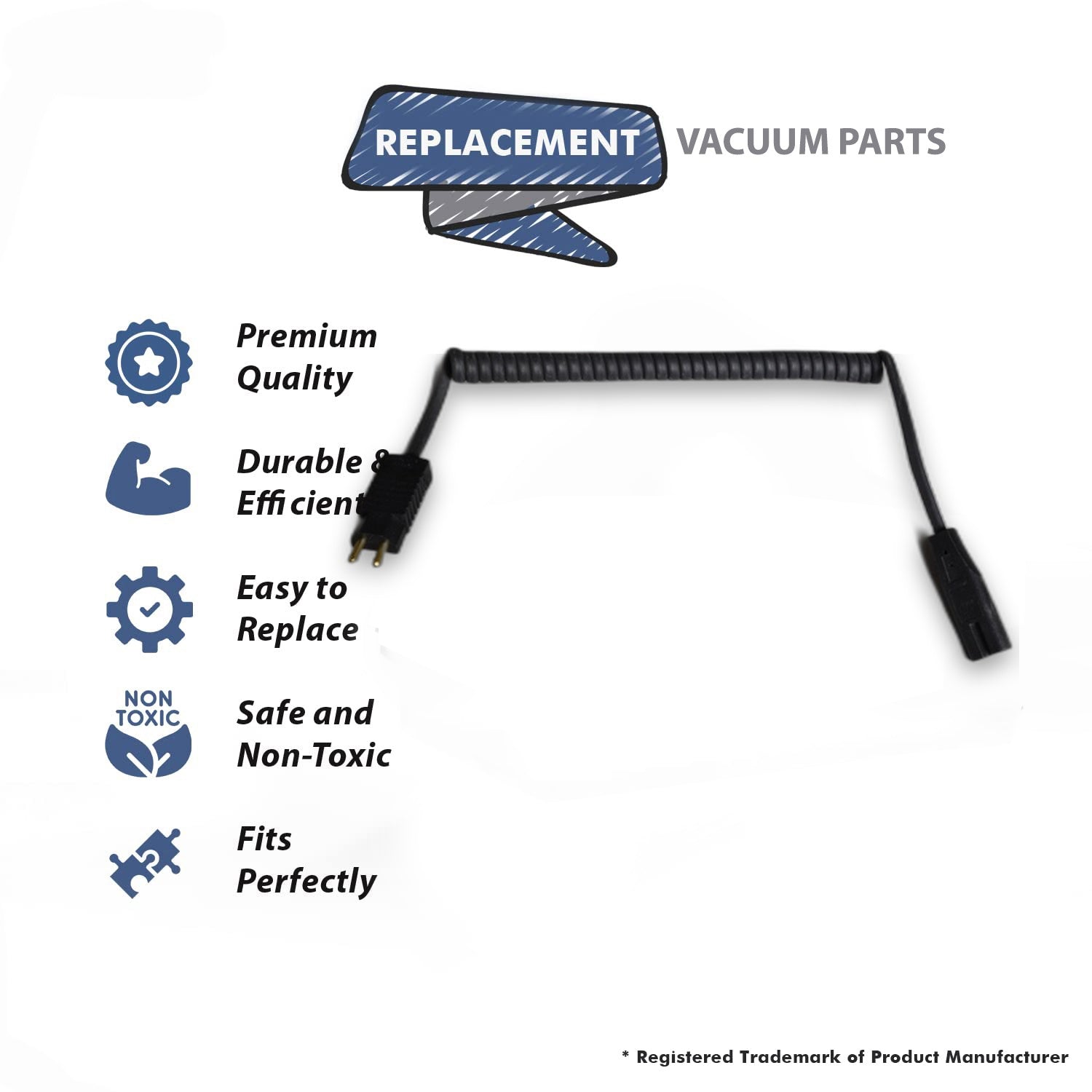Topvacuumparts Replacement Part For plastiflex Vacuum Cleaner Male Female Integrated Wand Cord # compare to part 12.61163-305